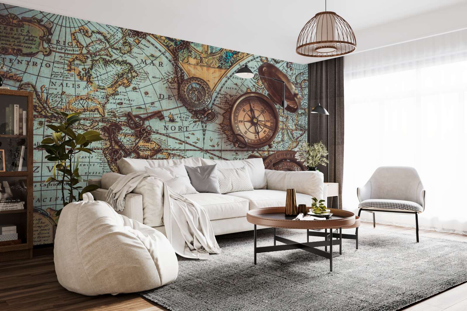 Fototapeta kompasy z minulosti, umiestnené na mape