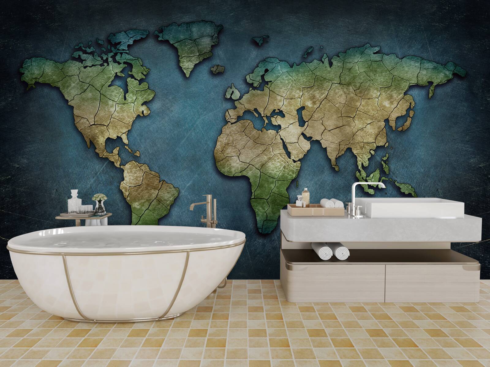Fototapeta mapa sveta na stene