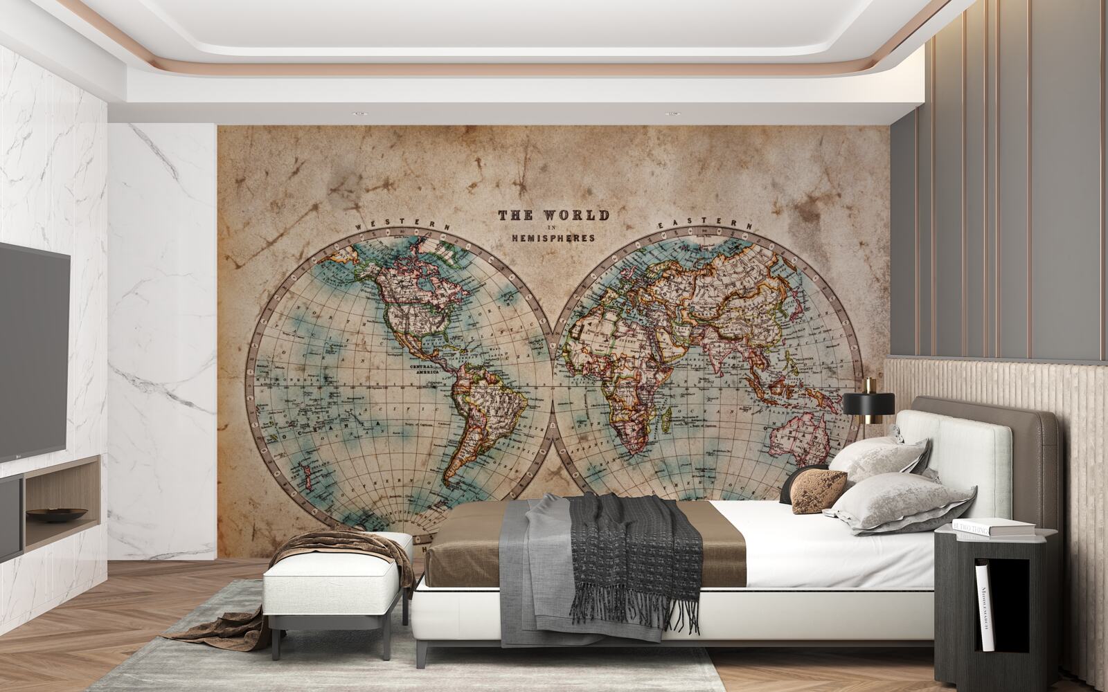 Fototapeta staroveký geografický atlas s ľavým mozgom