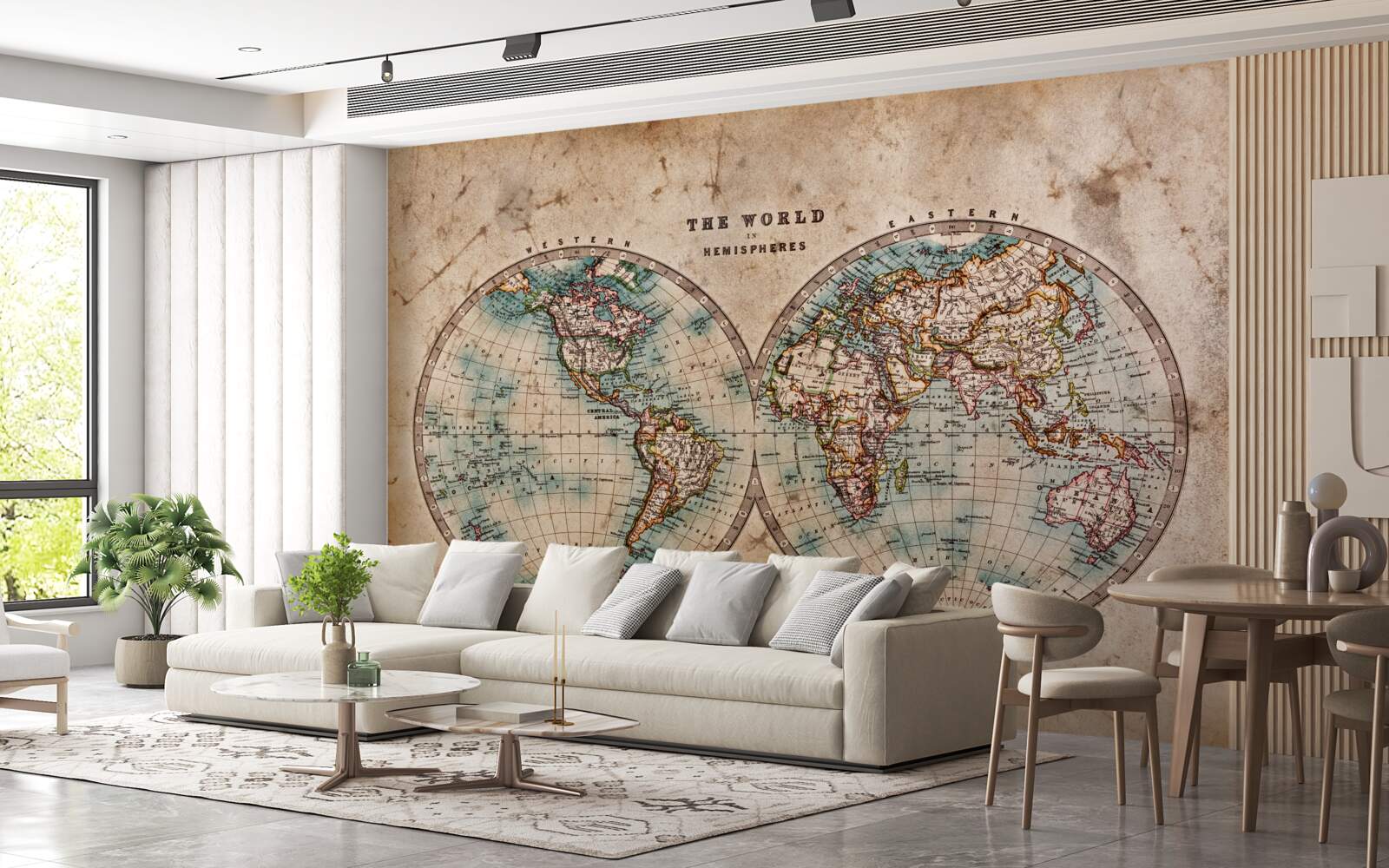 Fototapeta staroveký geografický atlas s ľavým mozgom