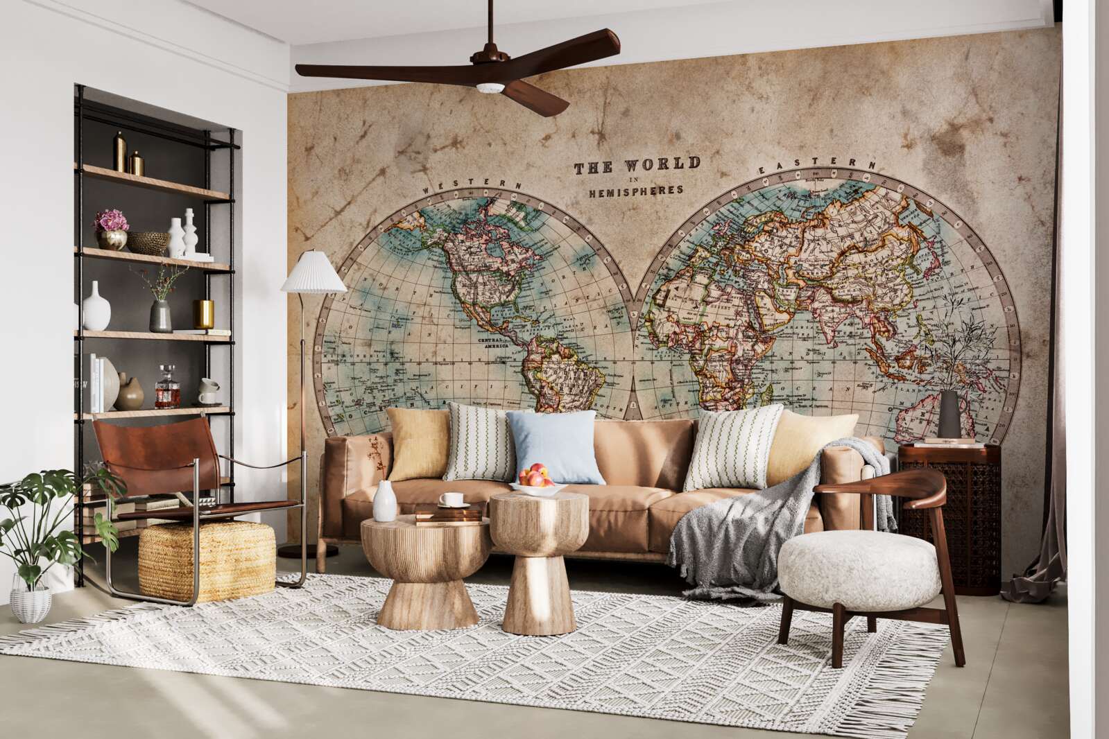 Fototapeta staroveký geografický atlas s ľavým mozgom