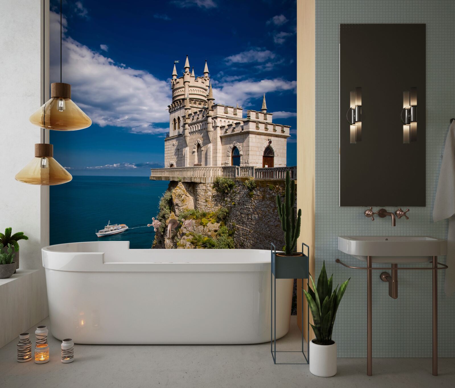 Fototapeta pevnosť na okraji morského útesu