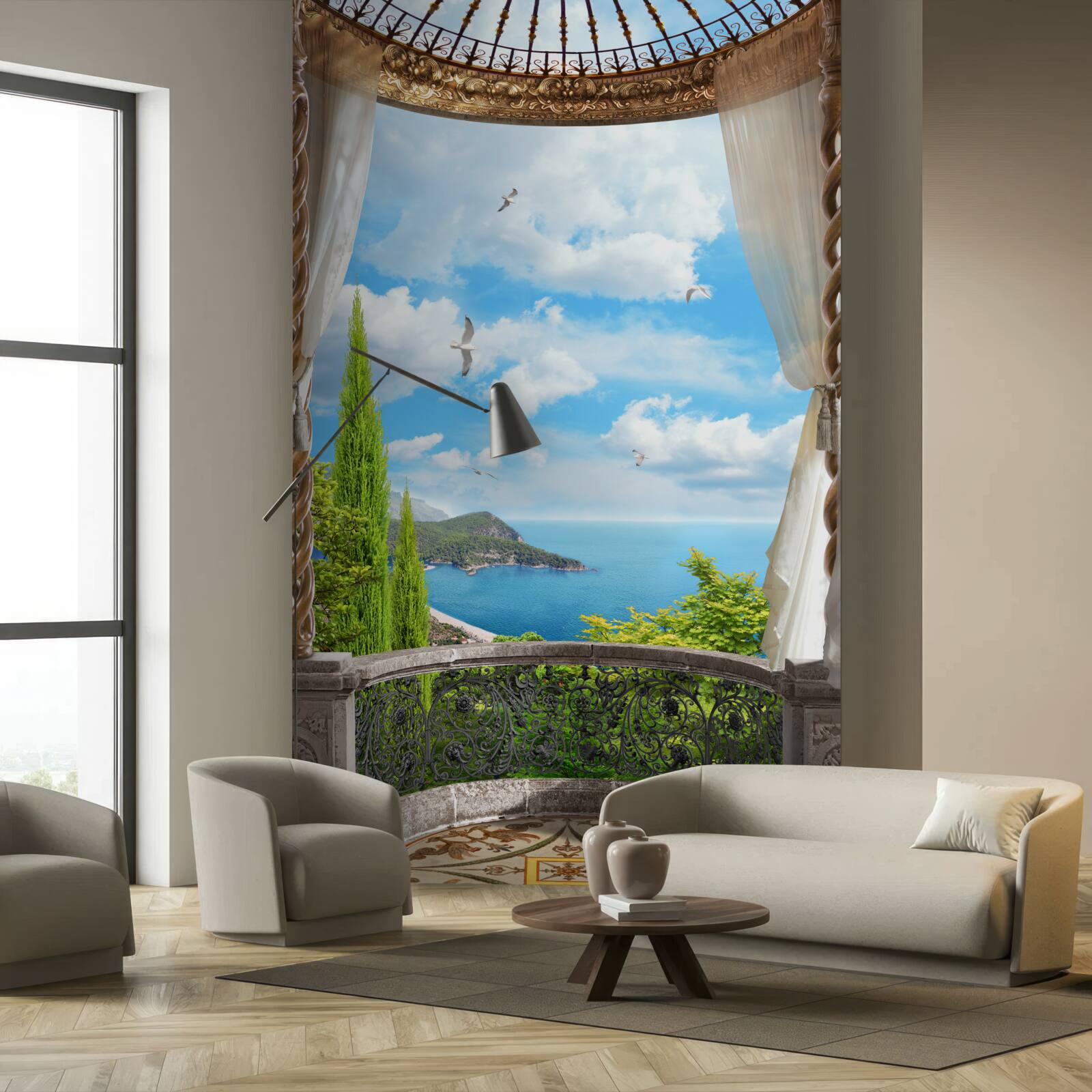 Fototapeta veranda s panoramatickým výhľadom na more