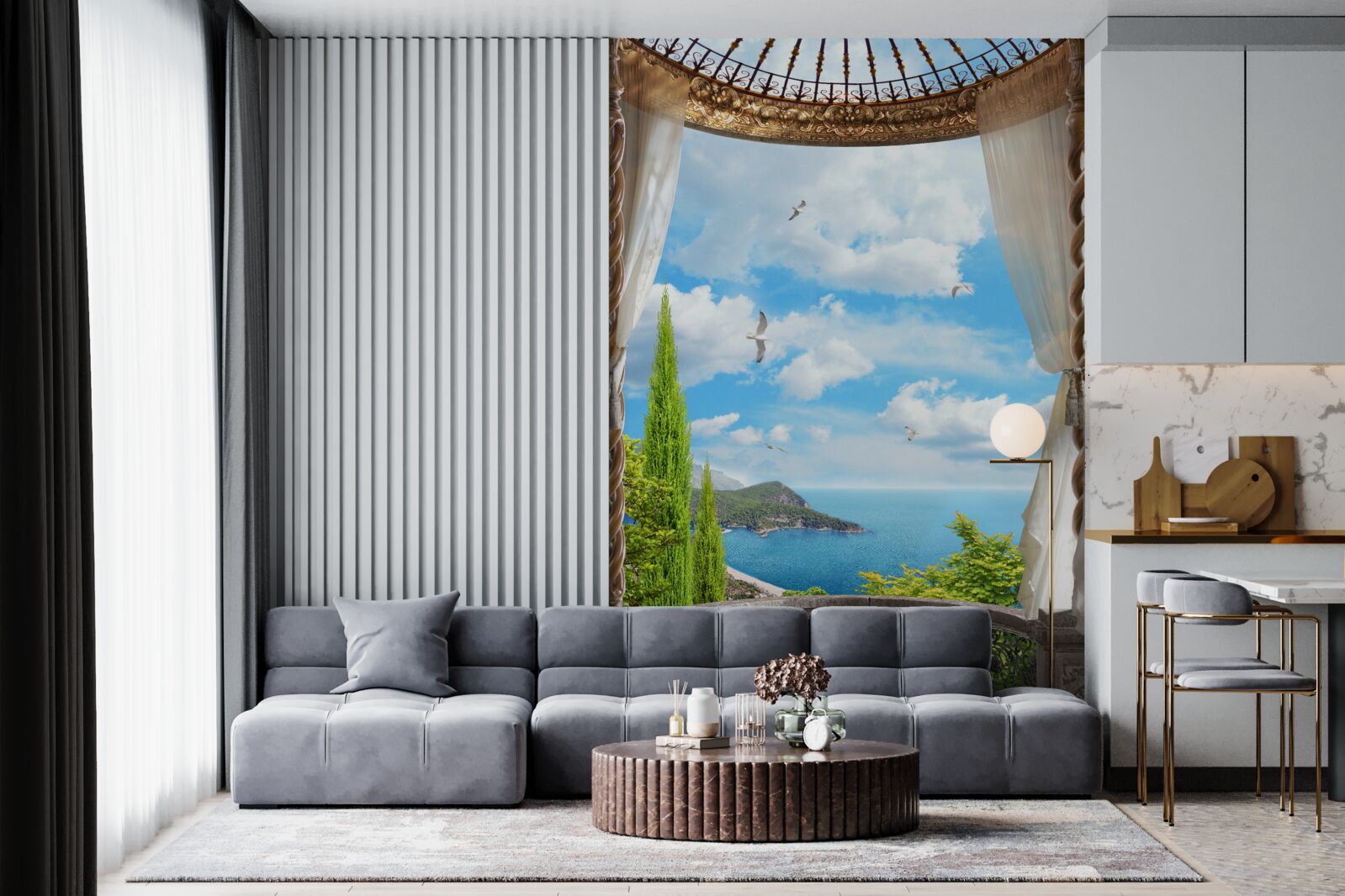 Fototapeta veranda s panoramatickým výhľadom na more