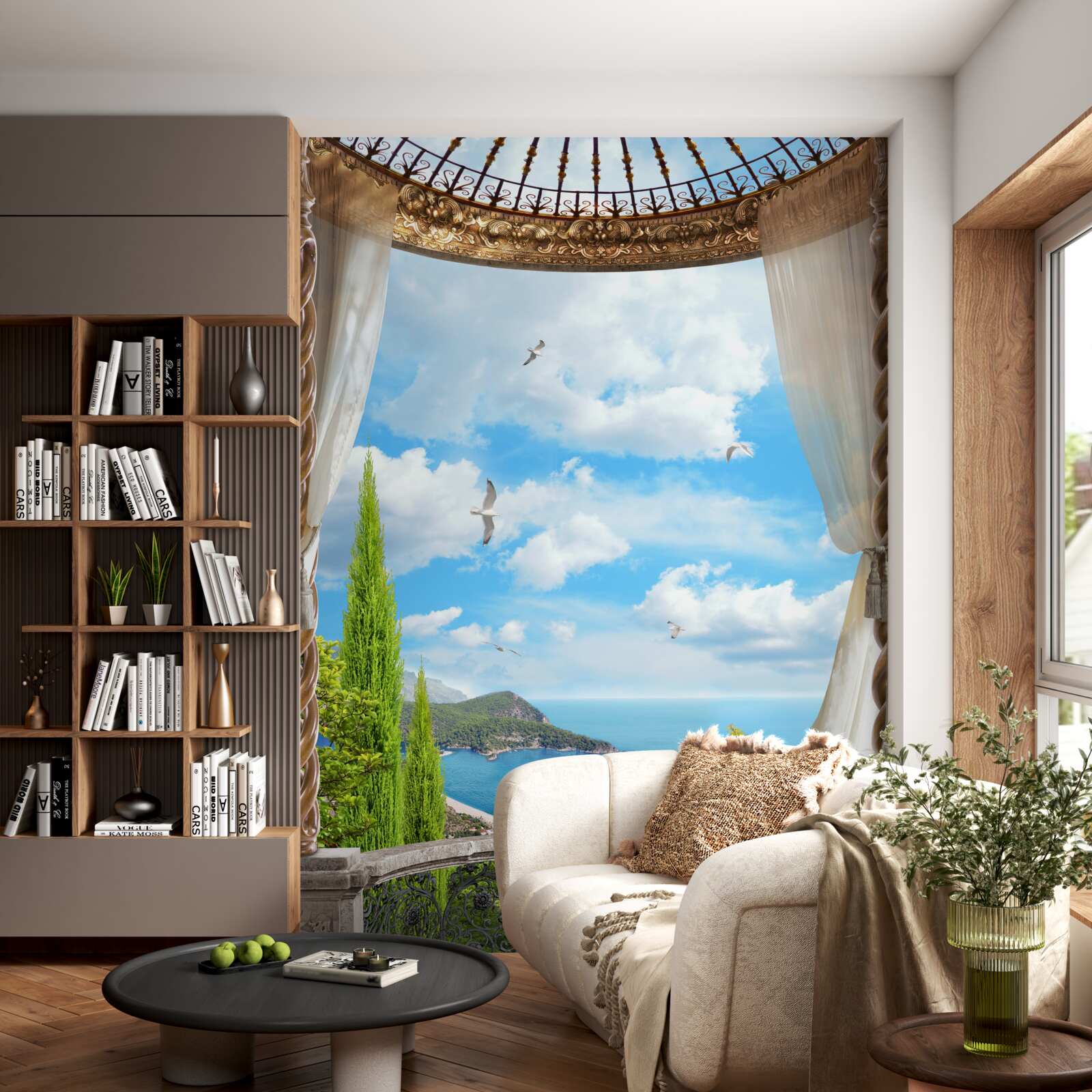 Fototapeta veranda s panoramatickým výhľadom na more