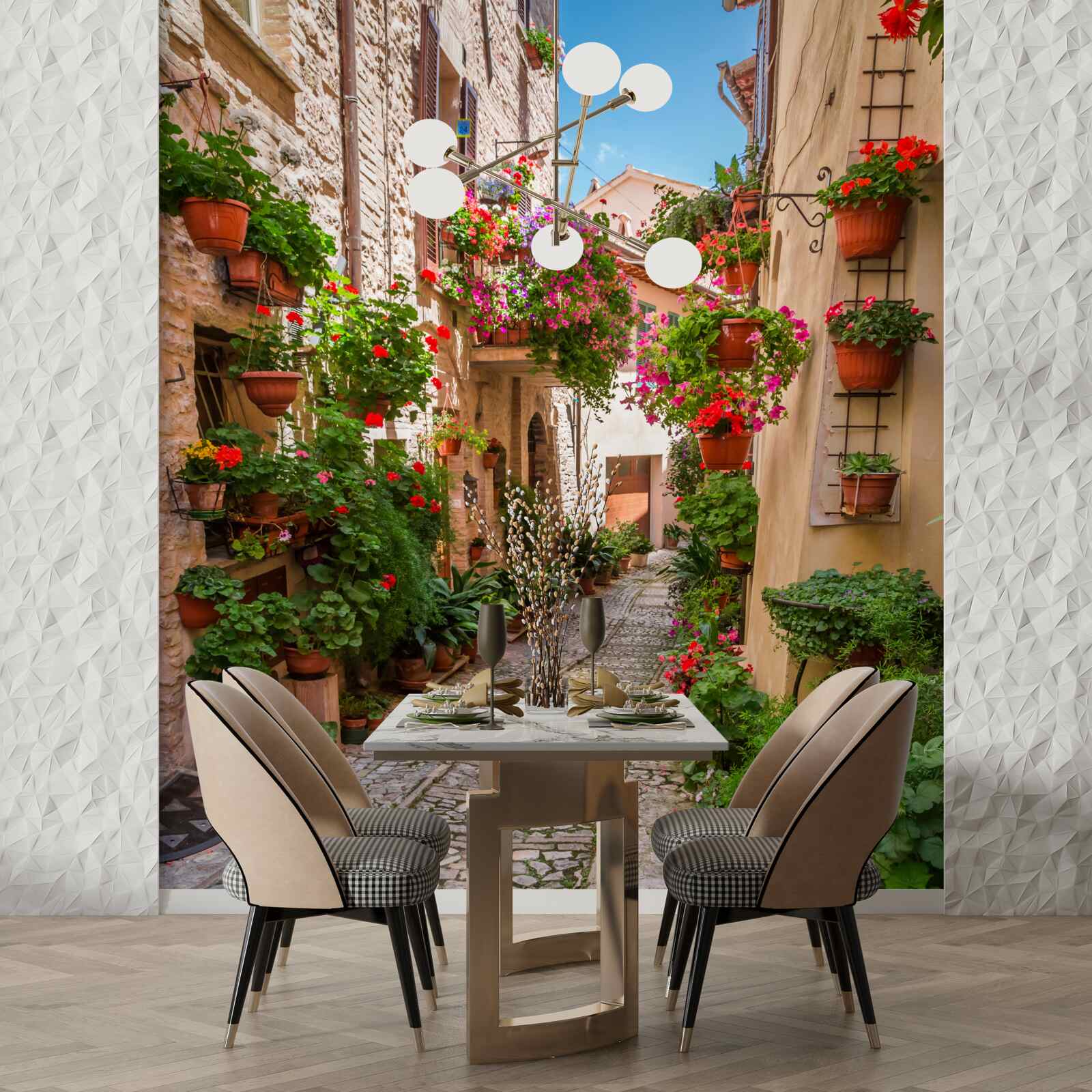 Fototapeta stará ulica s kamenným chodníkom