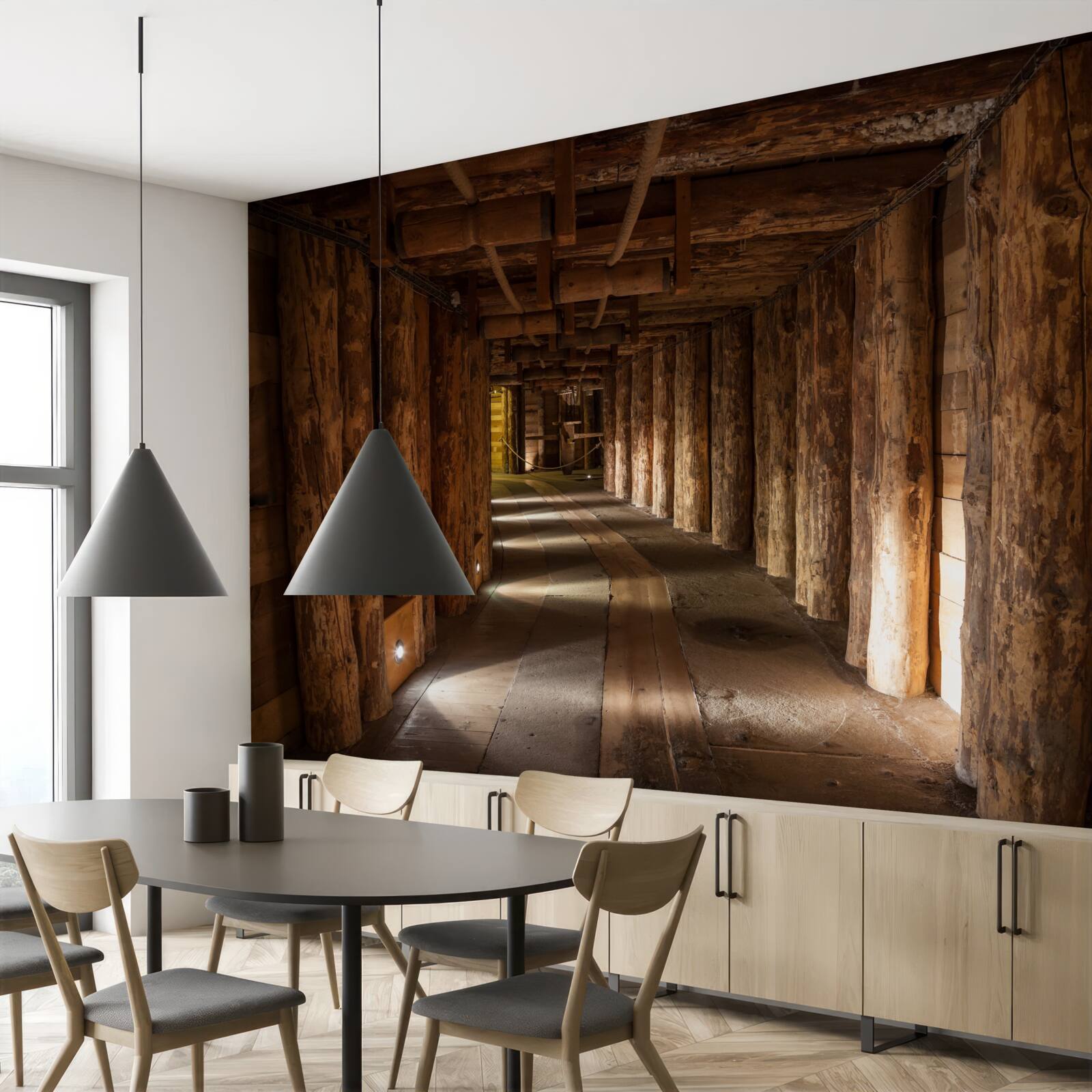 Fototapeta podzemný tunel z dreva