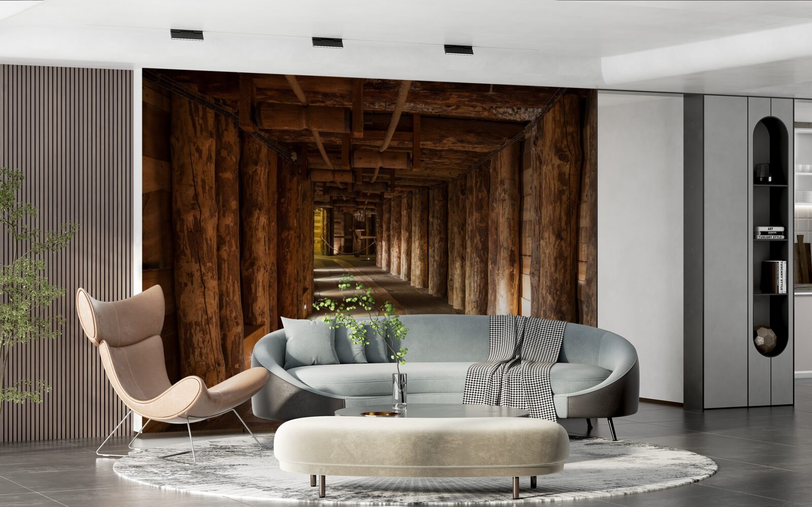 Fototapeta podzemný tunel z dreva