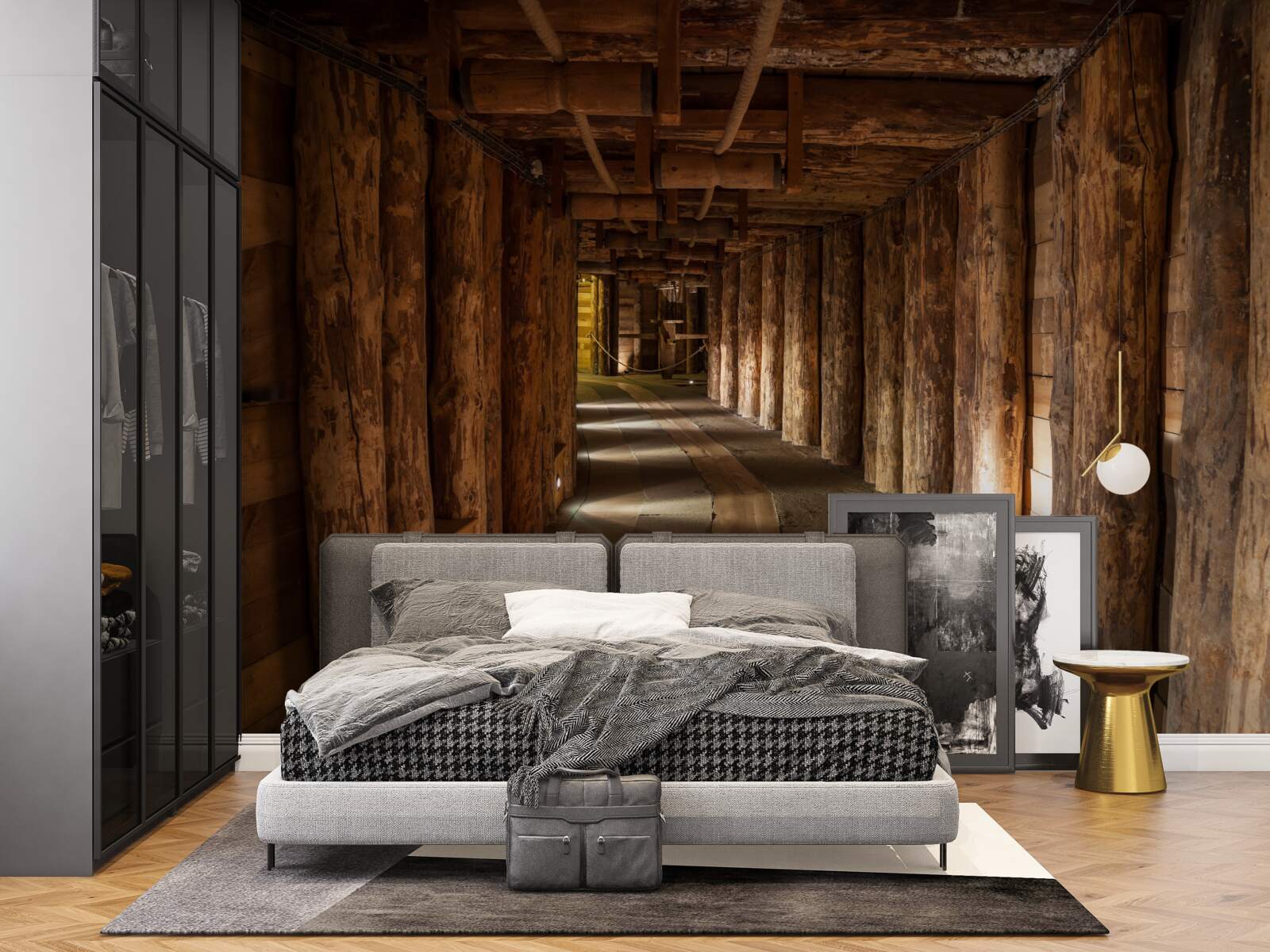 Fototapeta podzemný tunel z dreva