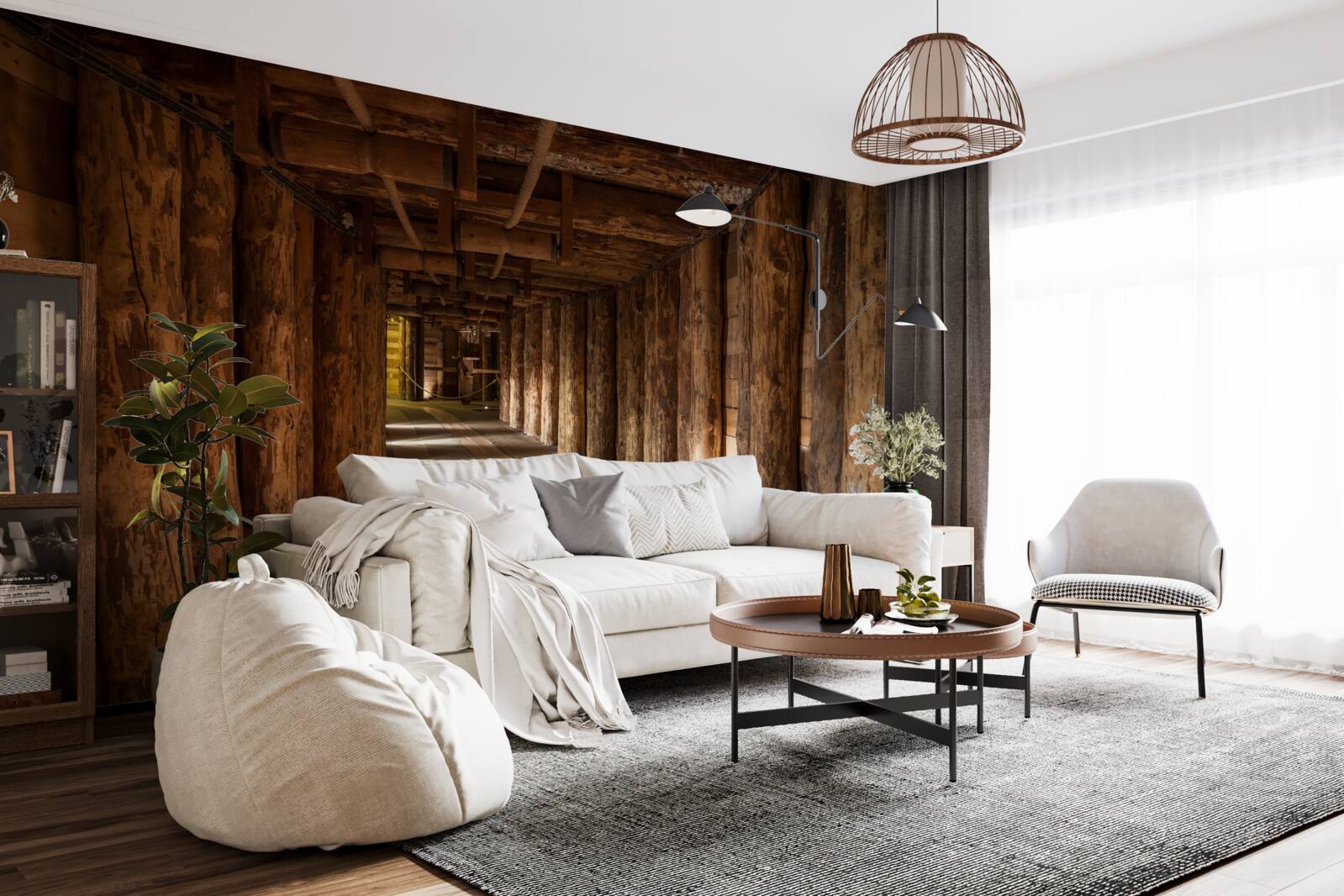 Fototapeta podzemný tunel z dreva