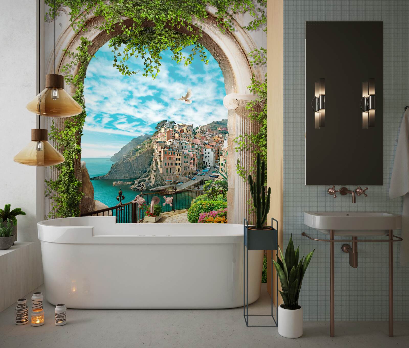 Fototapeta kamenný oblúk a cesta vedúca do mesta