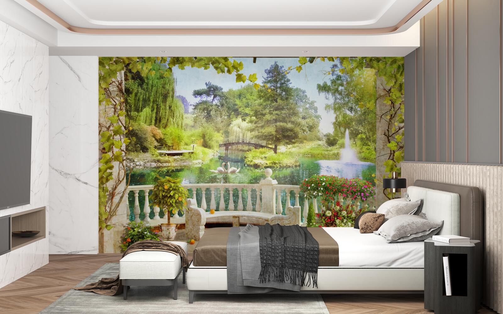 Fototapeta Labute pri jazere na terase