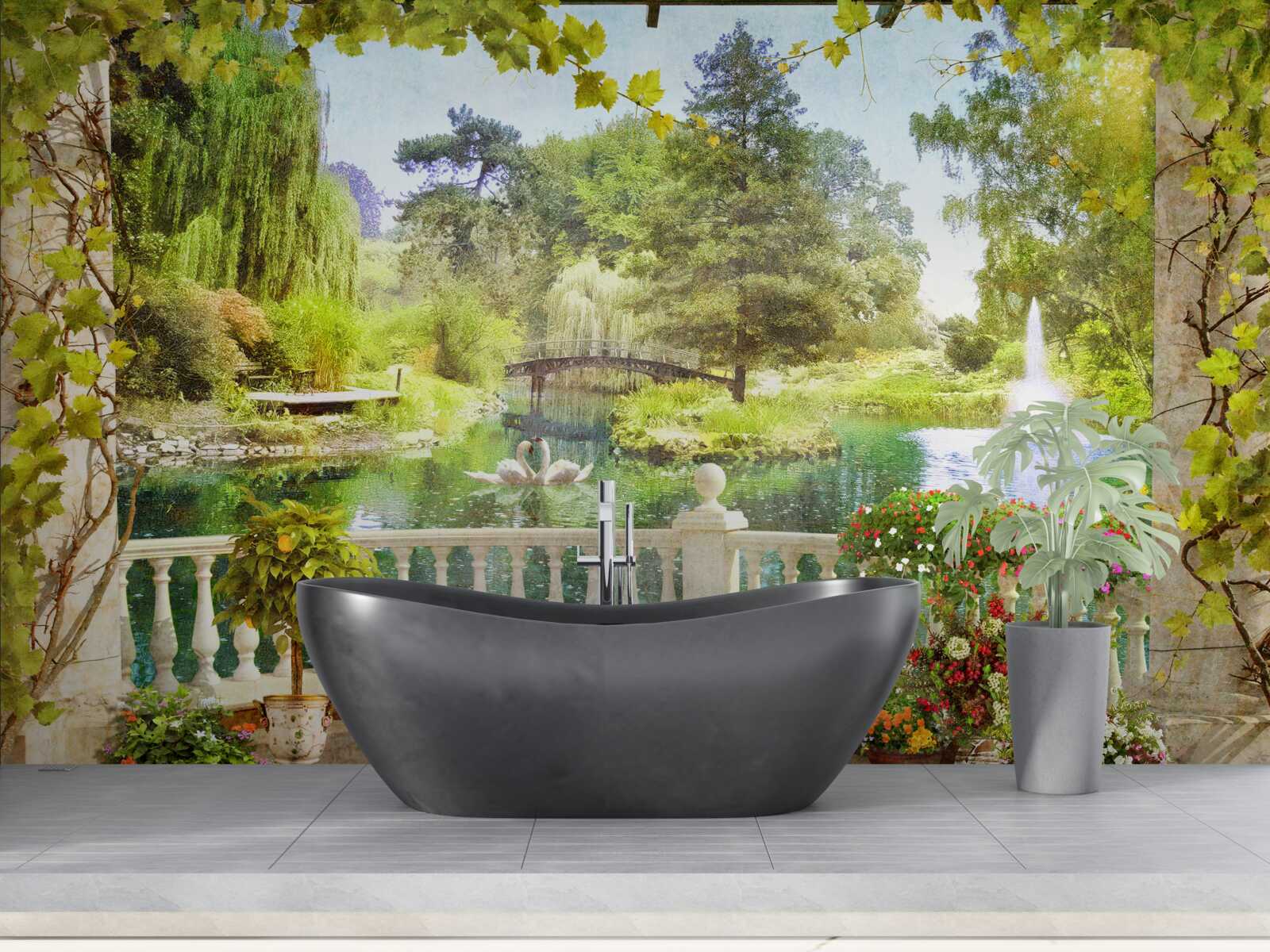 Fototapeta Labute pri jazere na terase