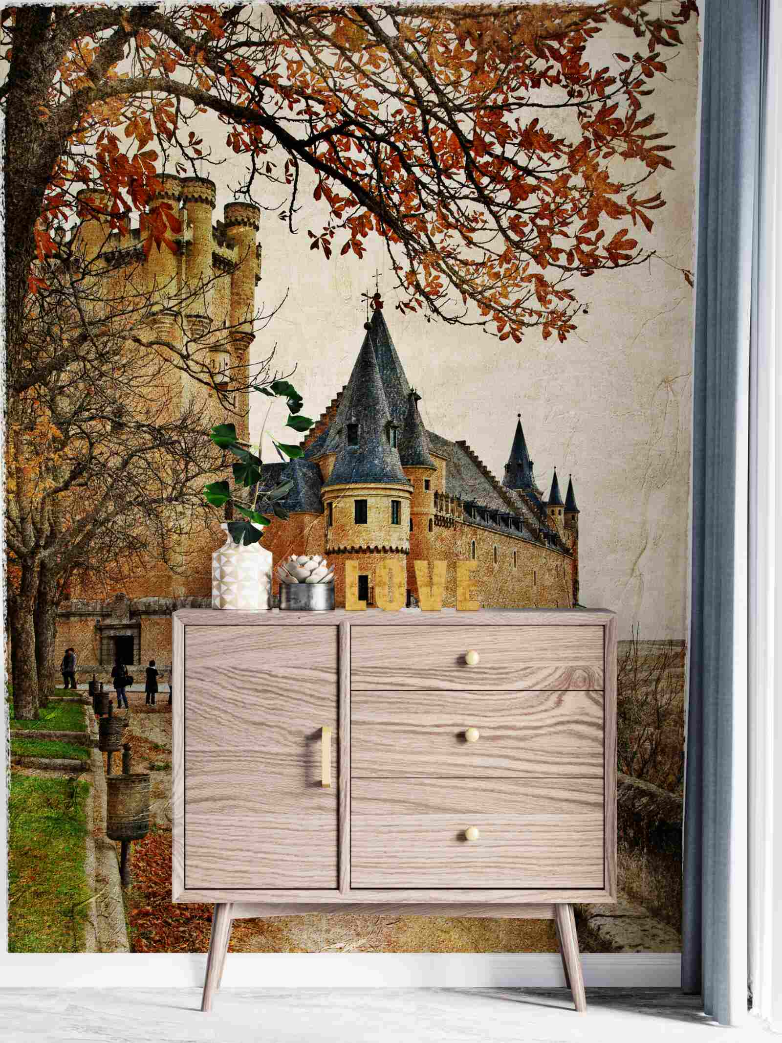 Fototapeta Cesta k starobylému hradu na jeseň