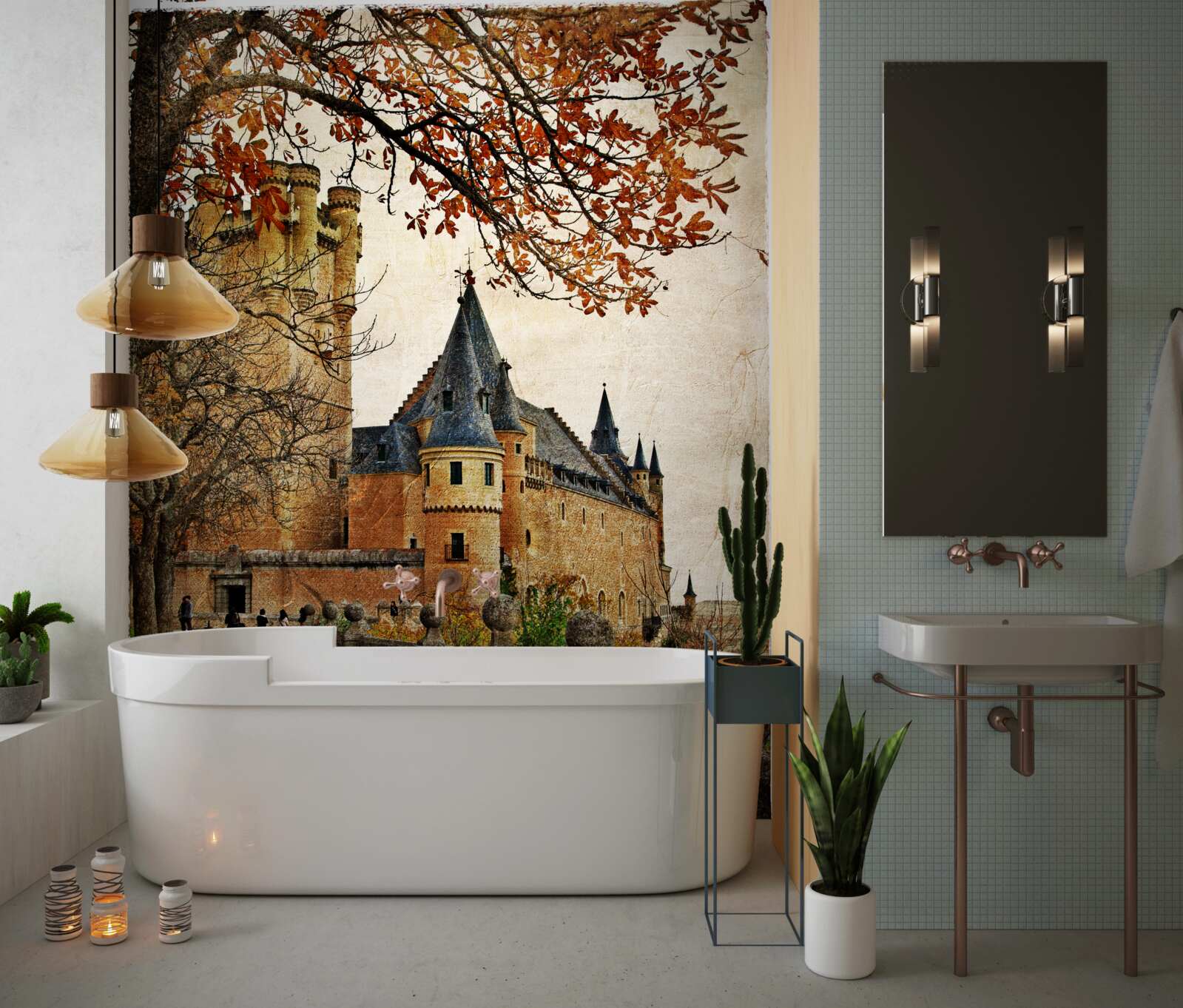 Fototapeta Cesta k starobylému hradu na jeseň