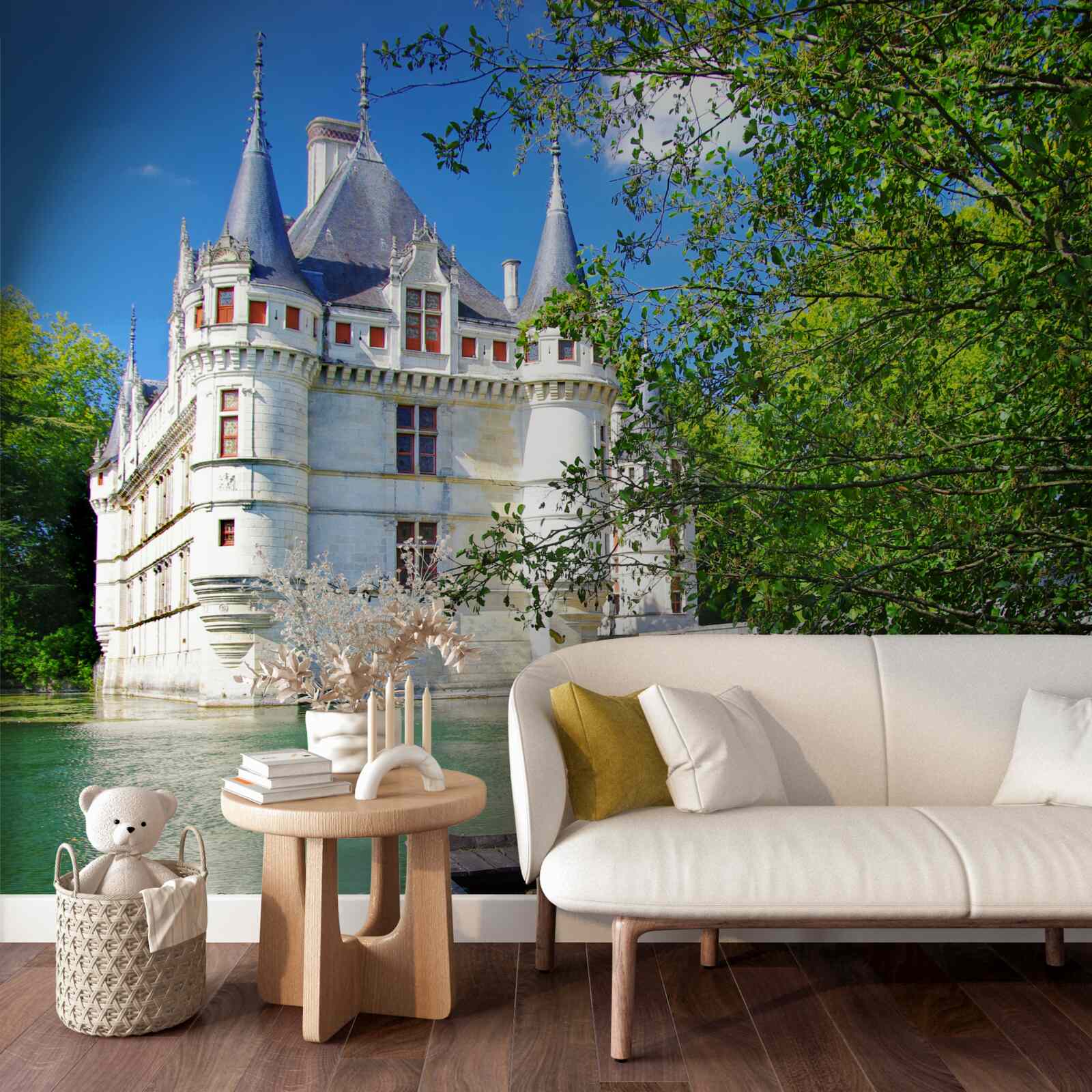 Fototapeta letohrádok sa nachádza na brehu jazera