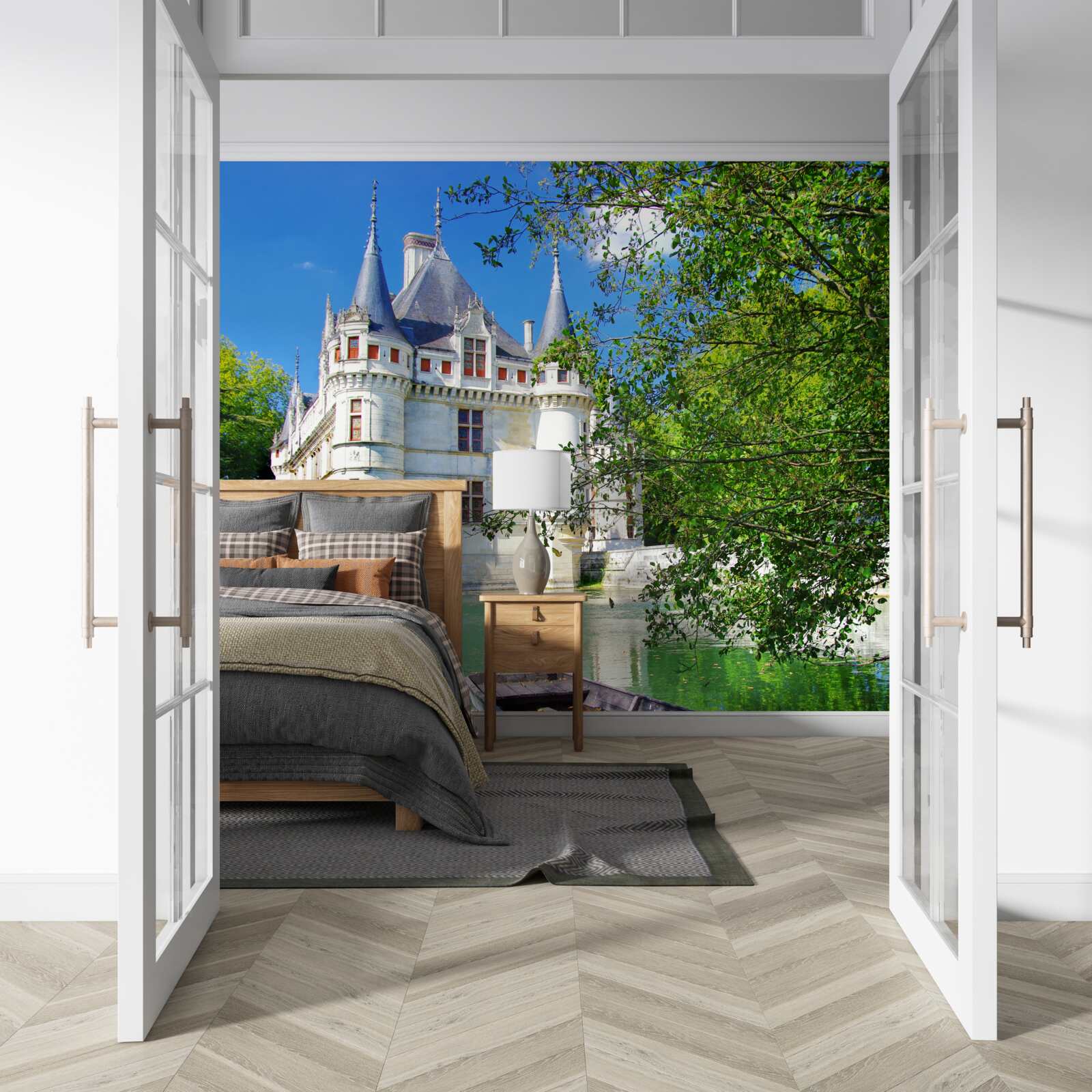 Fototapeta letohrádok sa nachádza na brehu jazera