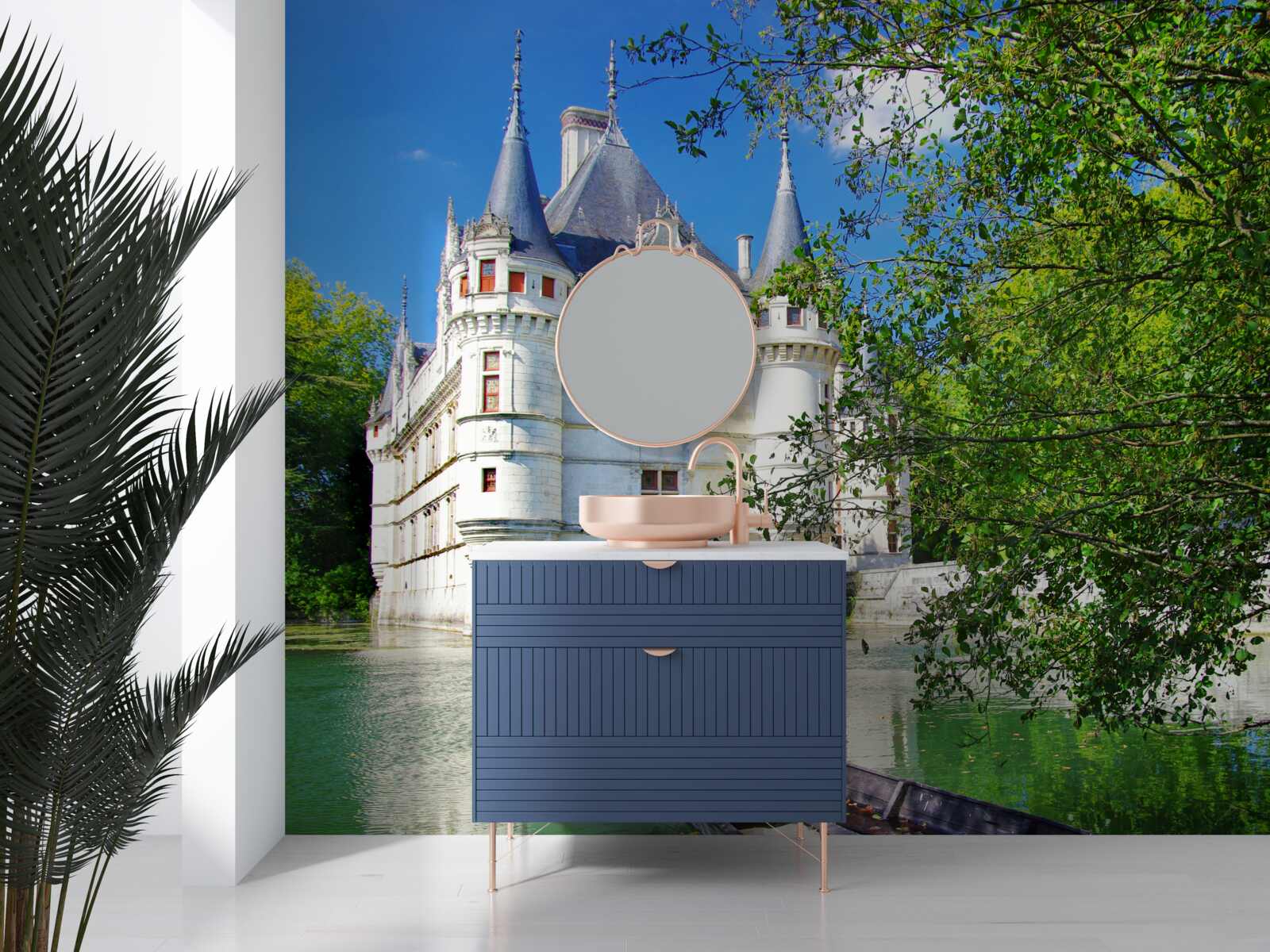 Fototapeta letohrádok sa nachádza na brehu jazera