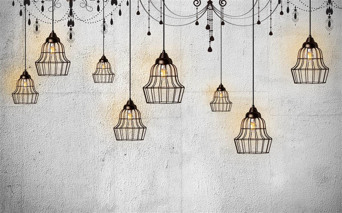 Fototapeta starožitné lampy na sivom pozadí