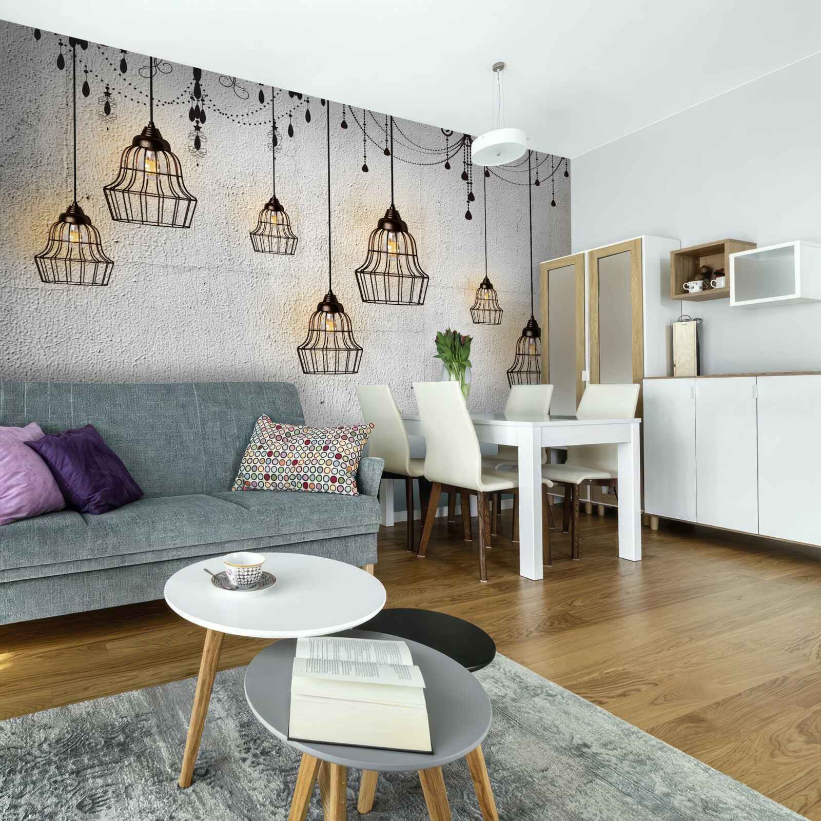 Fototapeta starožitné lampy na sivom pozadí