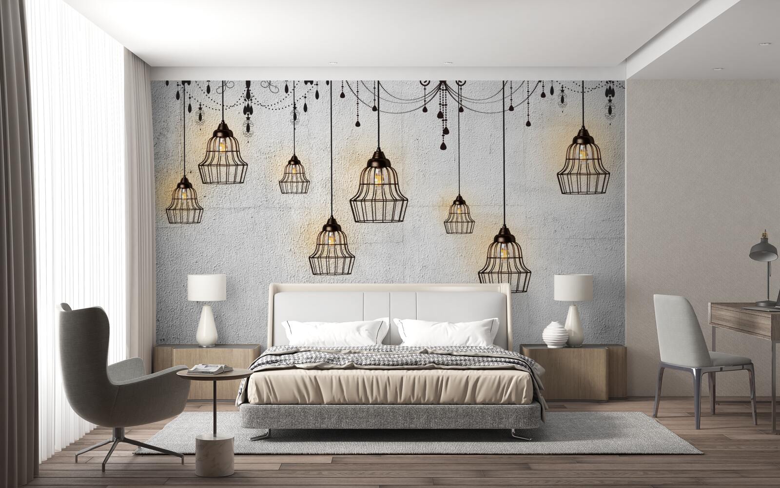 Fototapeta starožitné lampy na sivom pozadí