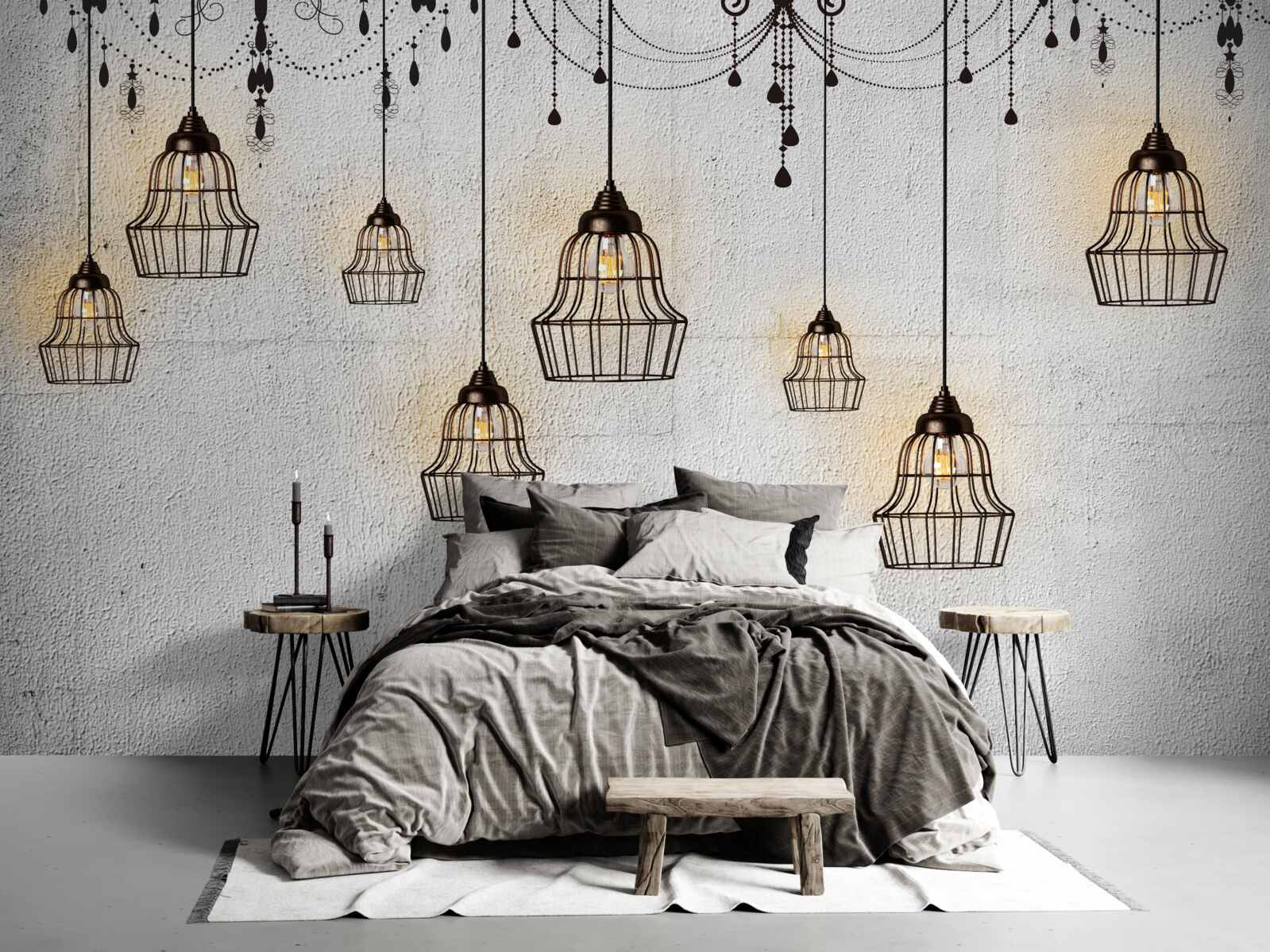 Fototapeta starožitné lampy na sivom pozadí