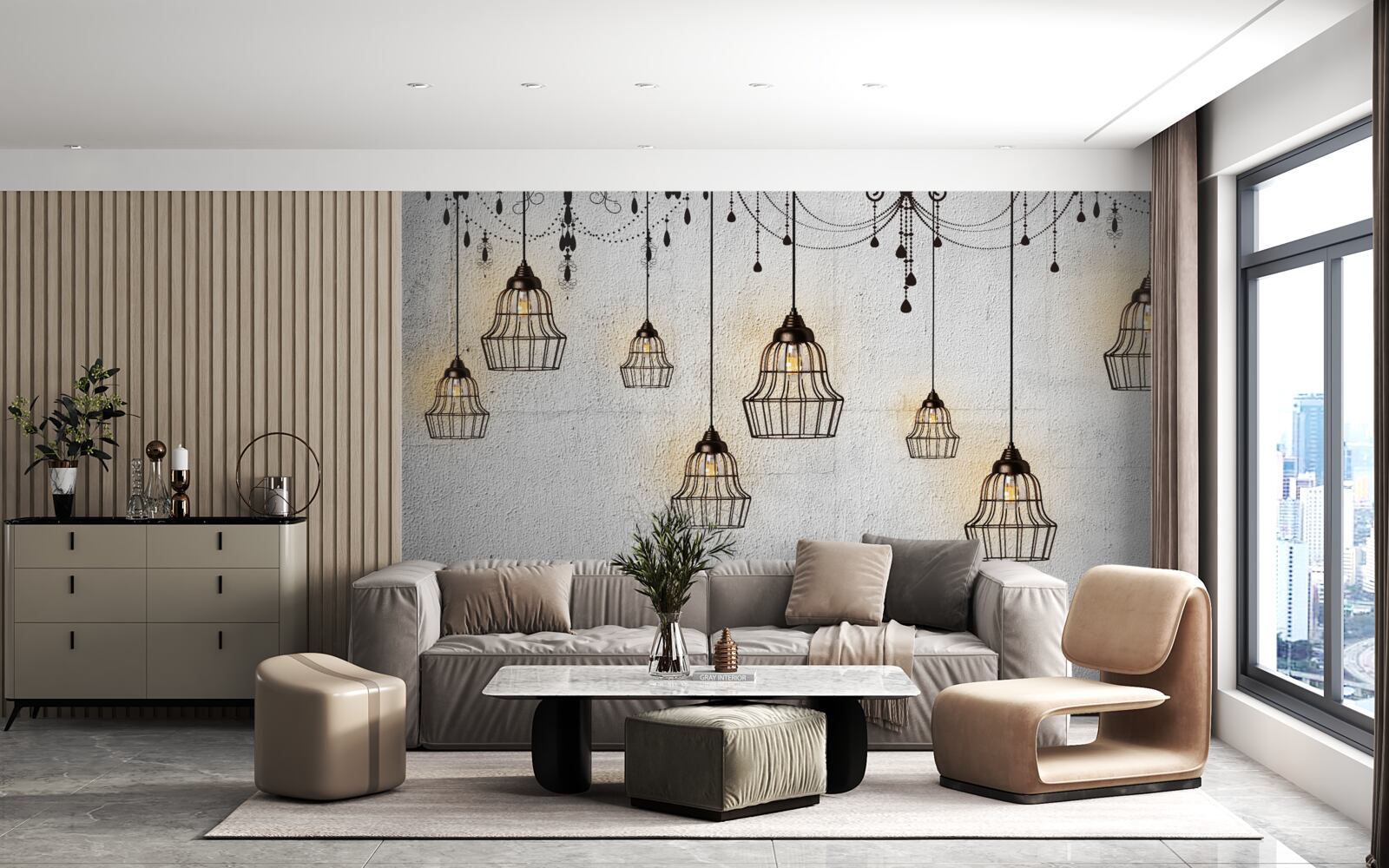 Fototapeta starožitné lampy na sivom pozadí