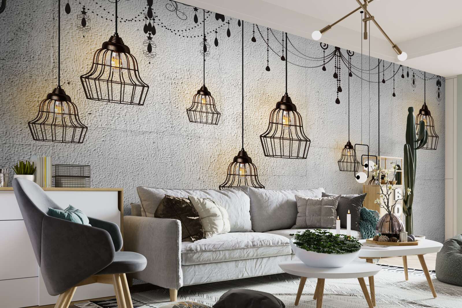 Fototapeta starožitné lampy na sivom pozadí