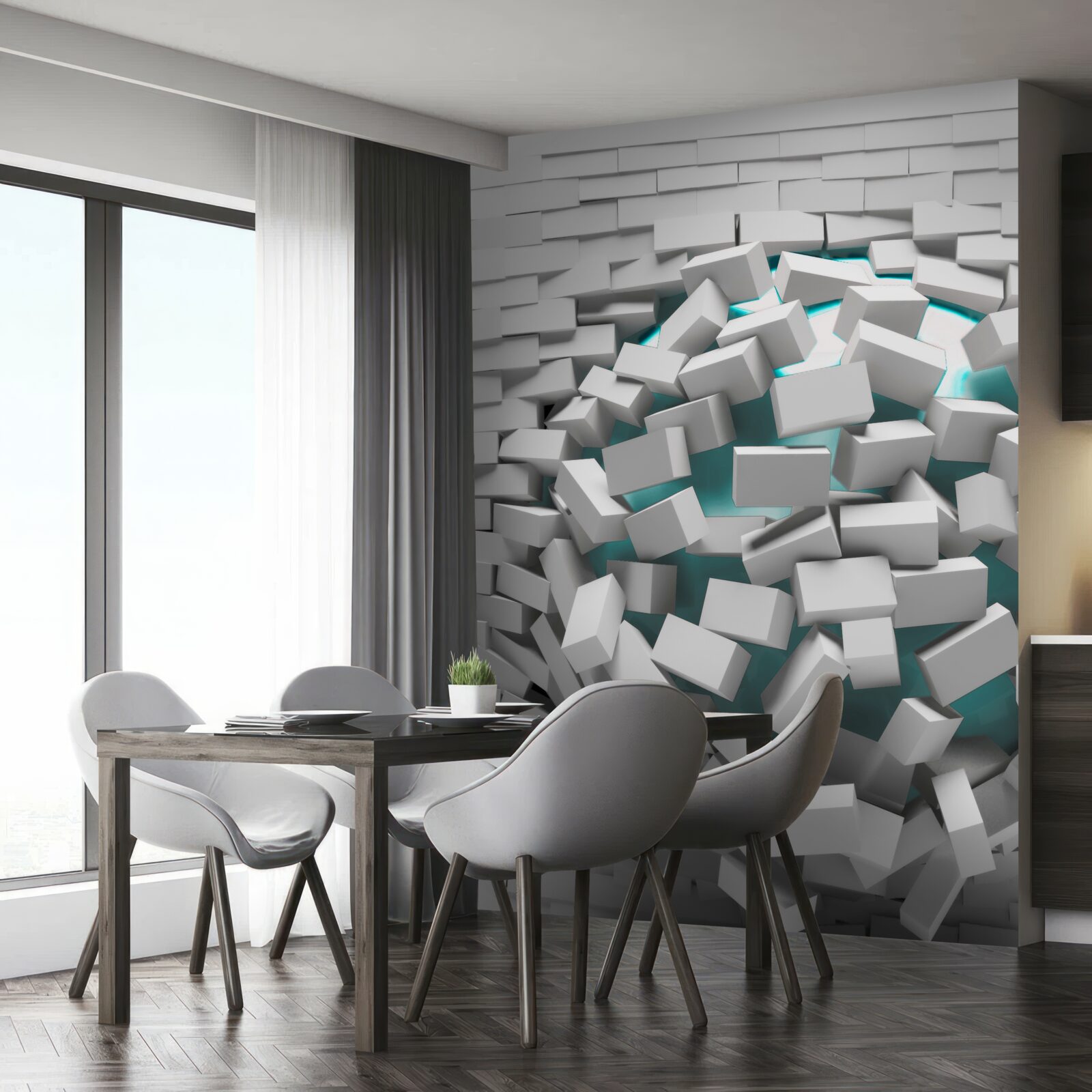 Fototapeta tehly natreté na bielo sa odlupujú