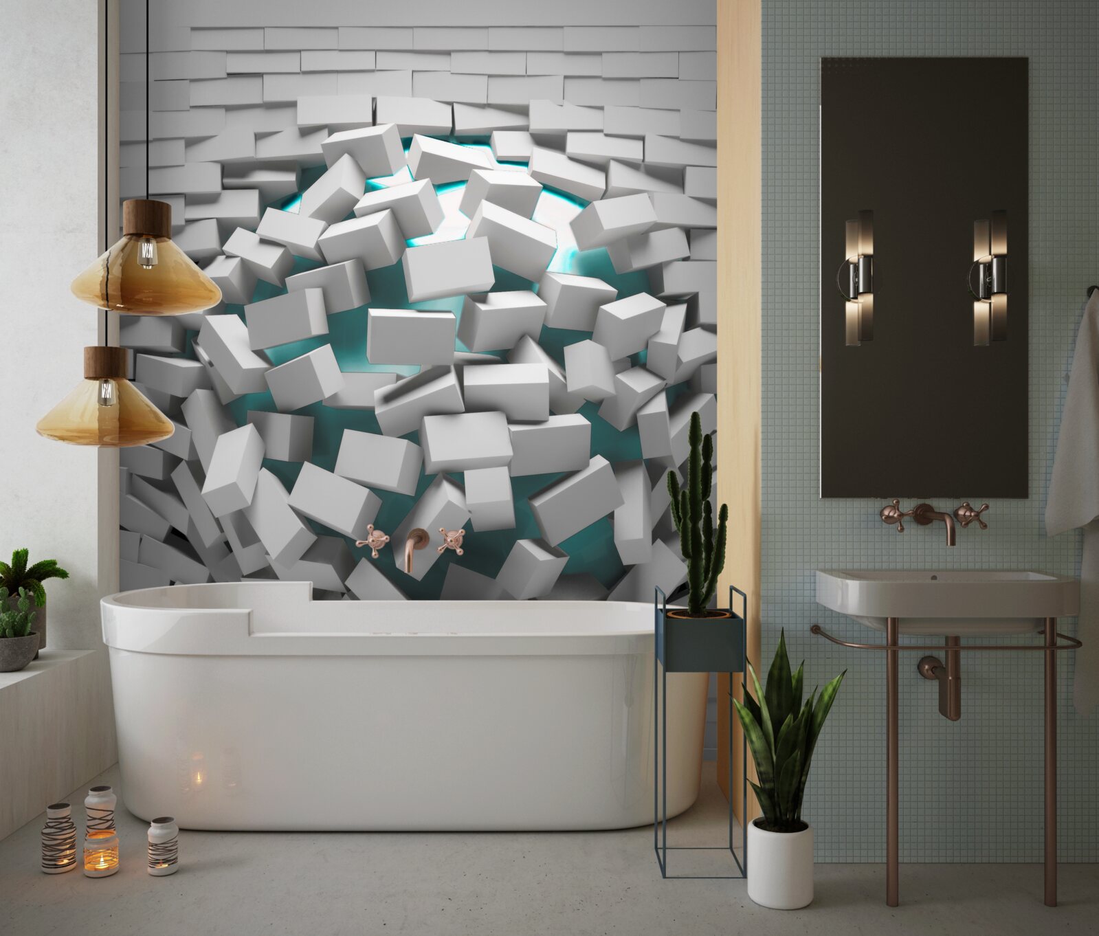 Fototapeta tehly natreté na bielo sa odlupujú