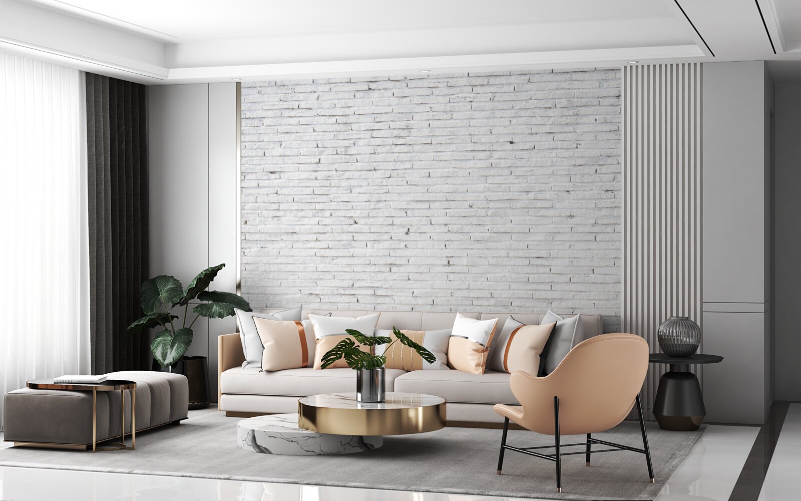 Fototapeta Stena je tehlová, dokonale biela