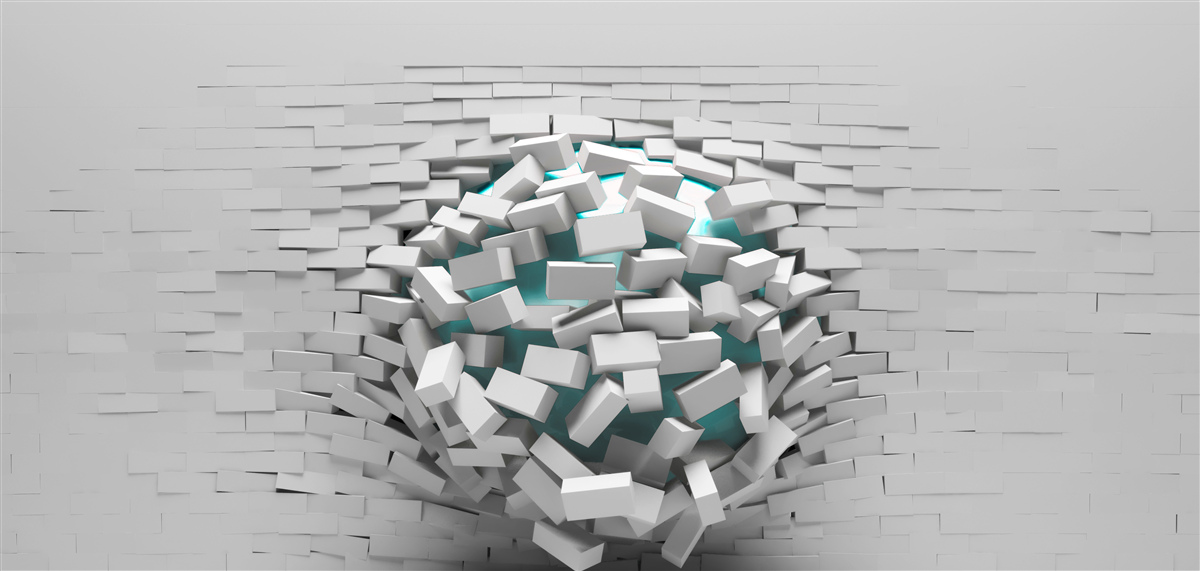 Fototapeta kolosálna diera v tehlovej stene