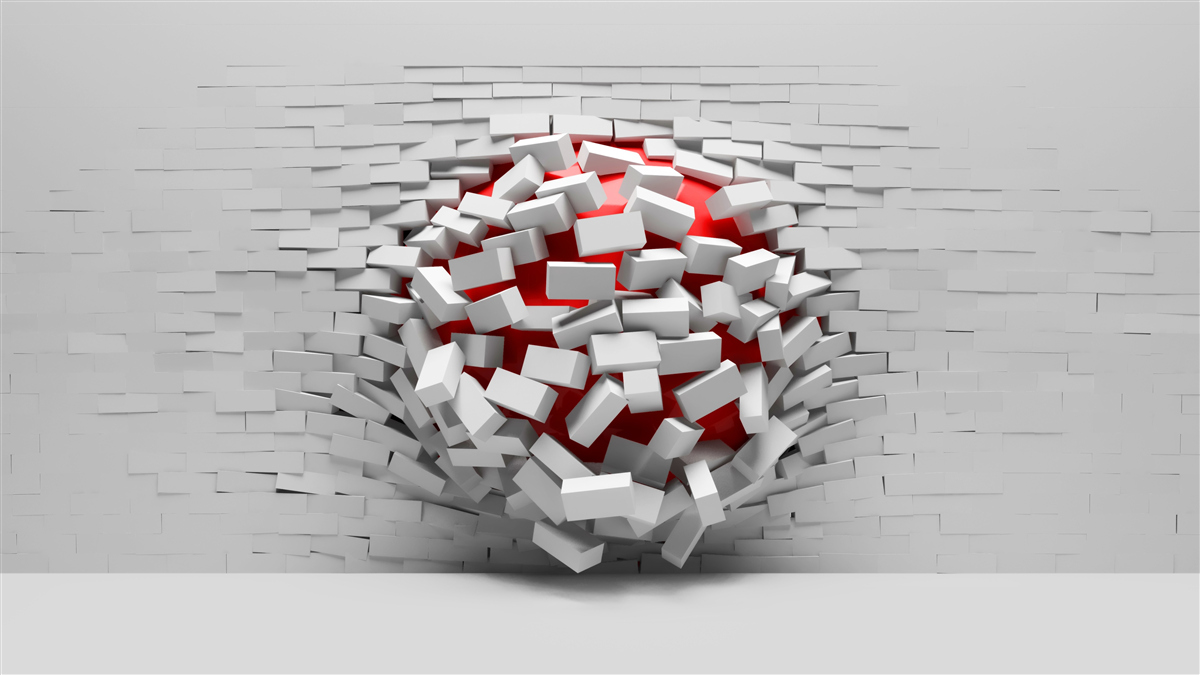 Fototapeta Stena, z ktorej padajú tehly