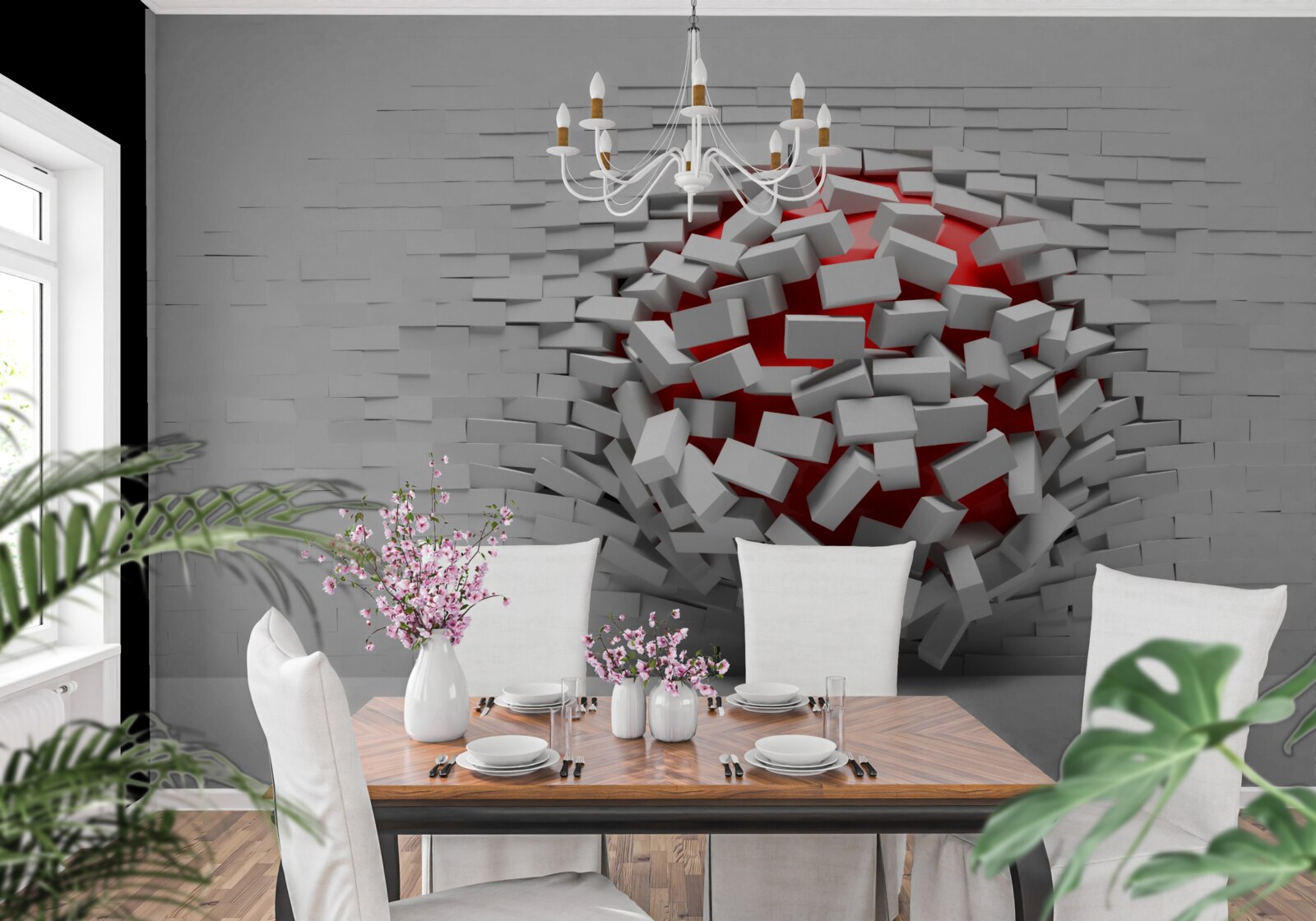 Fototapeta Stena, z ktorej padajú tehly