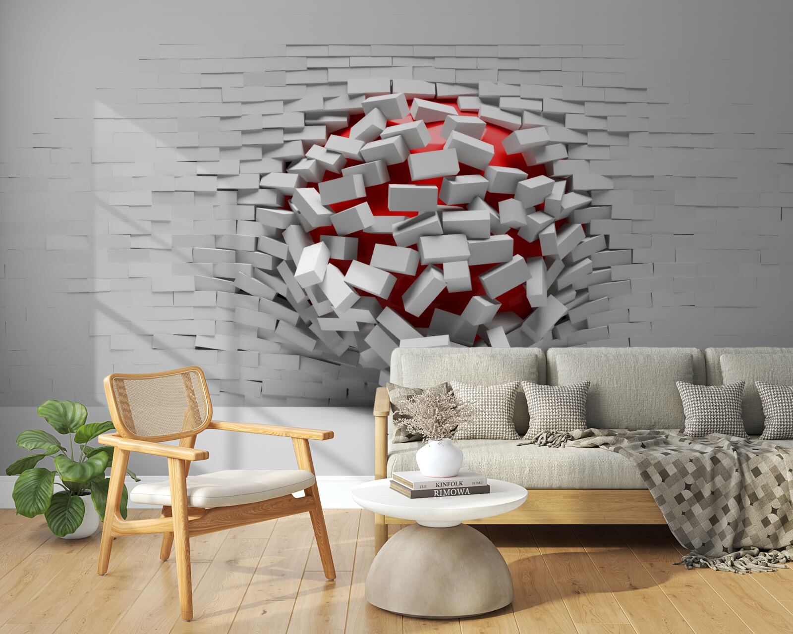 Fototapeta Stena, z ktorej padajú tehly