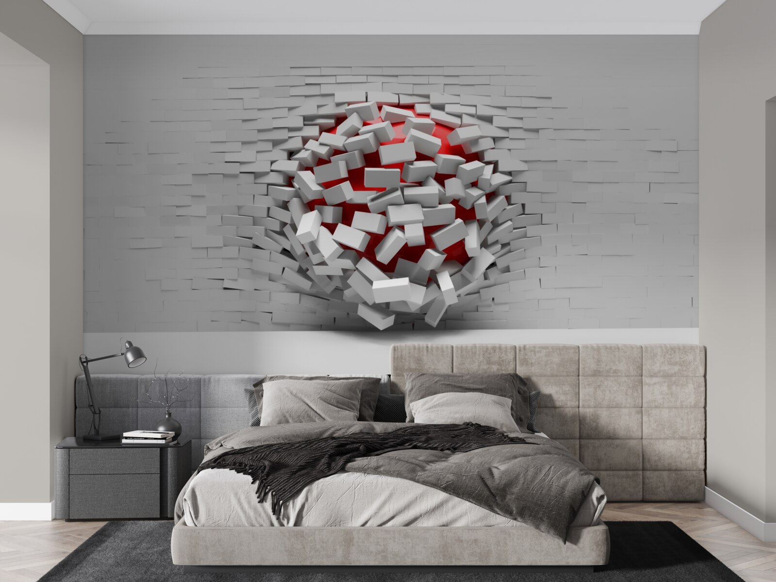 Fototapeta Stena, z ktorej padajú tehly