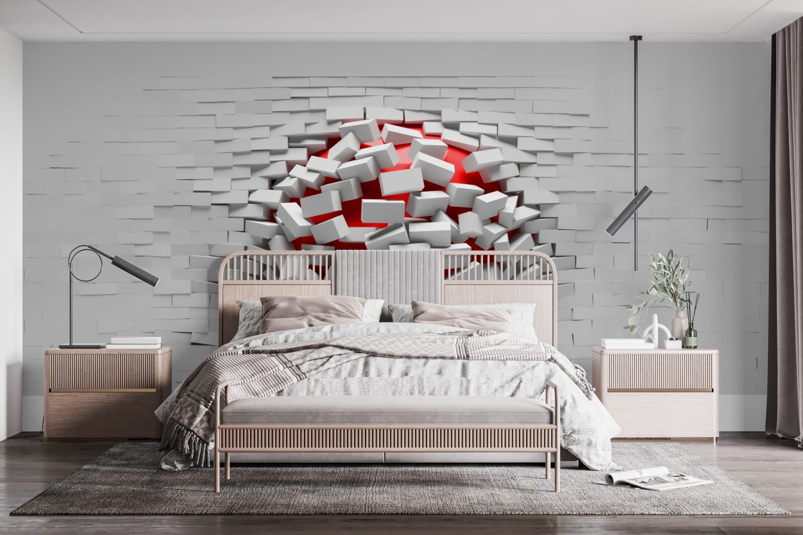 Fototapeta Stena, z ktorej padajú tehly