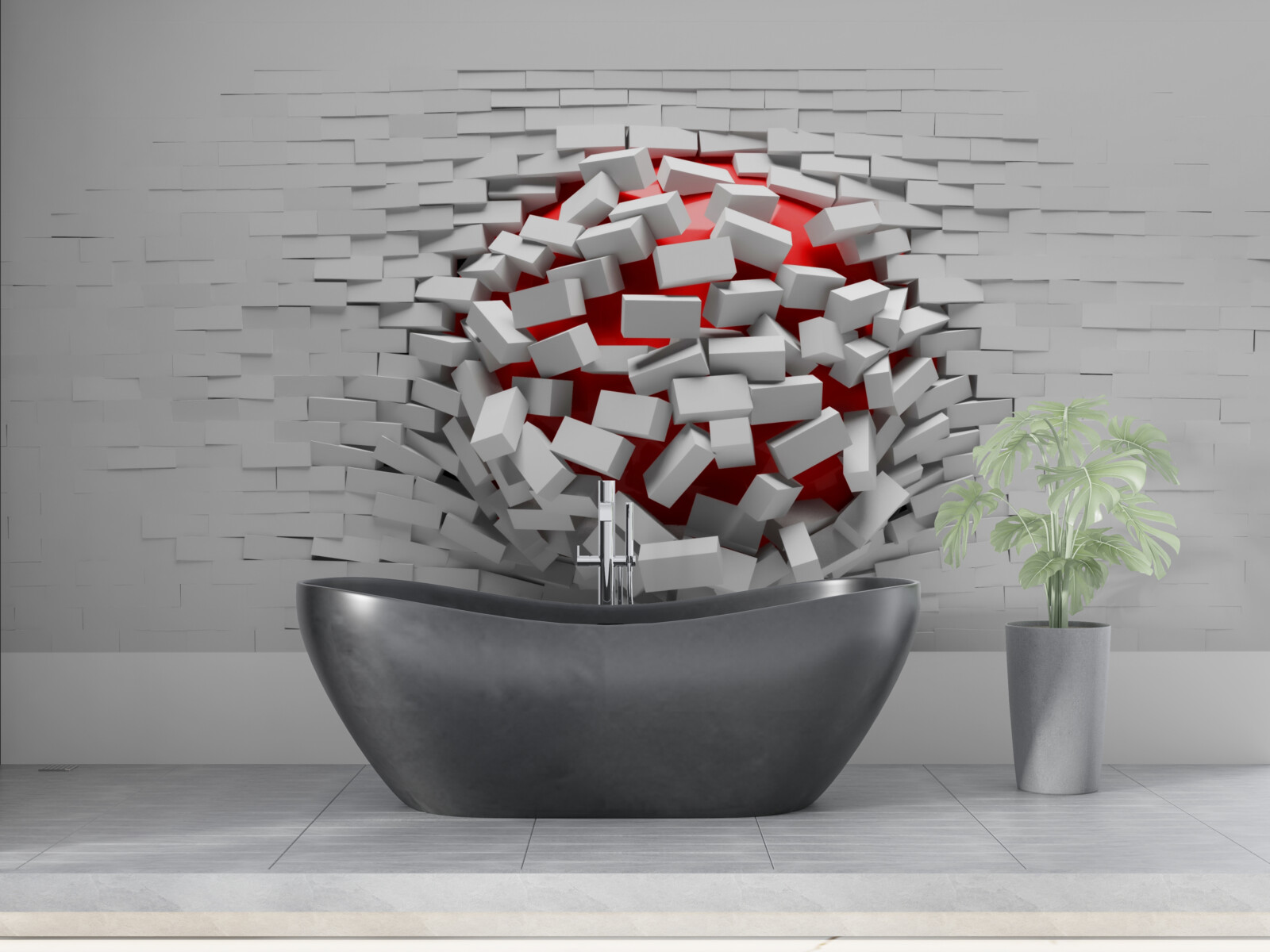 Fototapeta Stena, z ktorej padajú tehly