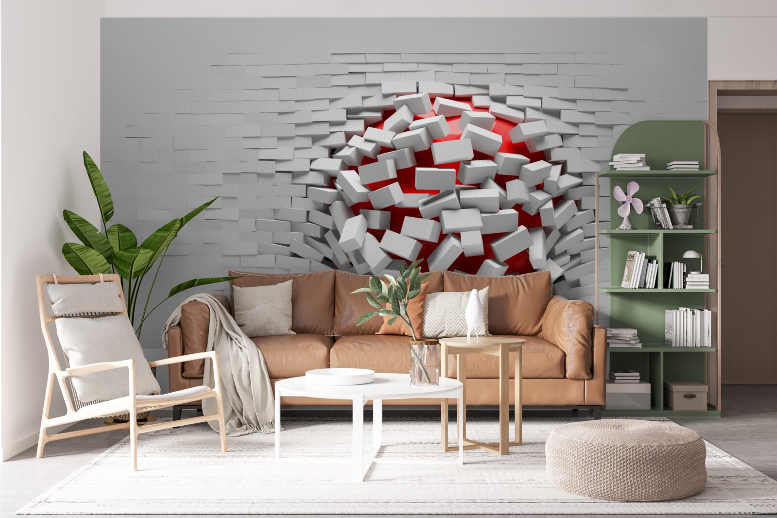 Fototapeta Stena, z ktorej padajú tehly