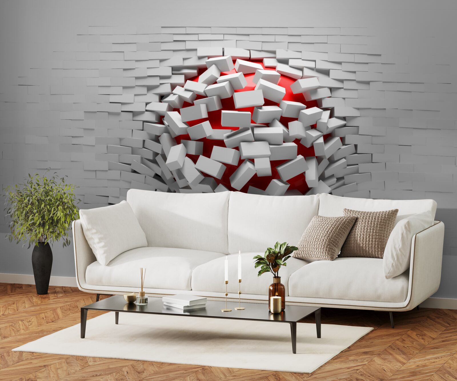 Fototapeta Stena, z ktorej padajú tehly