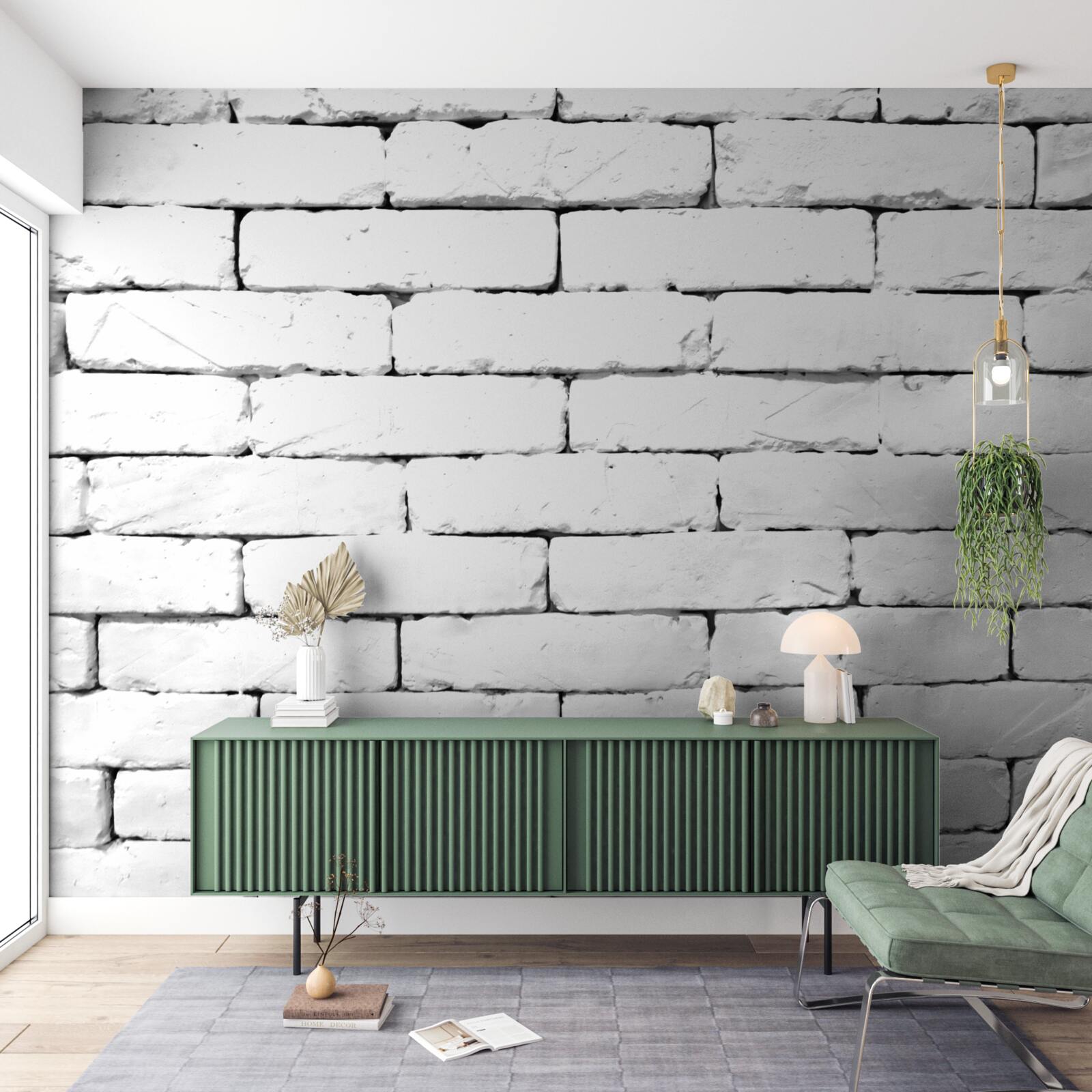 Fototapeta Tehlová stena, starostlivo vyrobená v bielej farbe