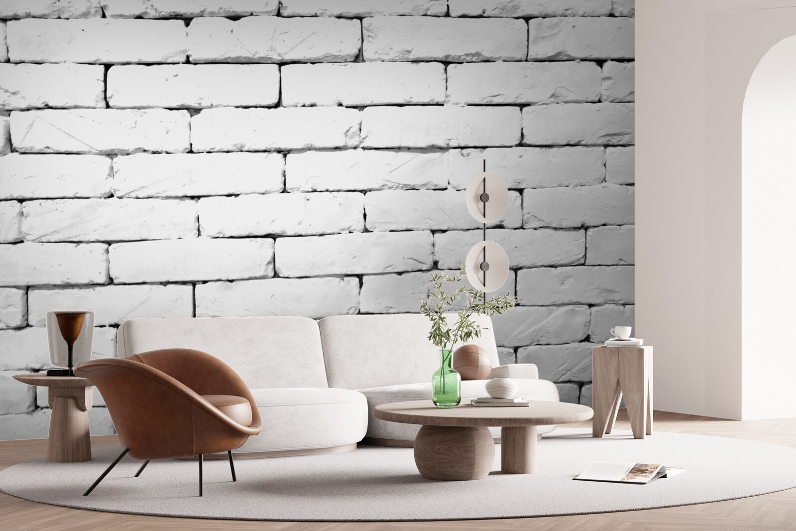 Fototapeta Tehlová stena, starostlivo vyrobená v bielej farbe