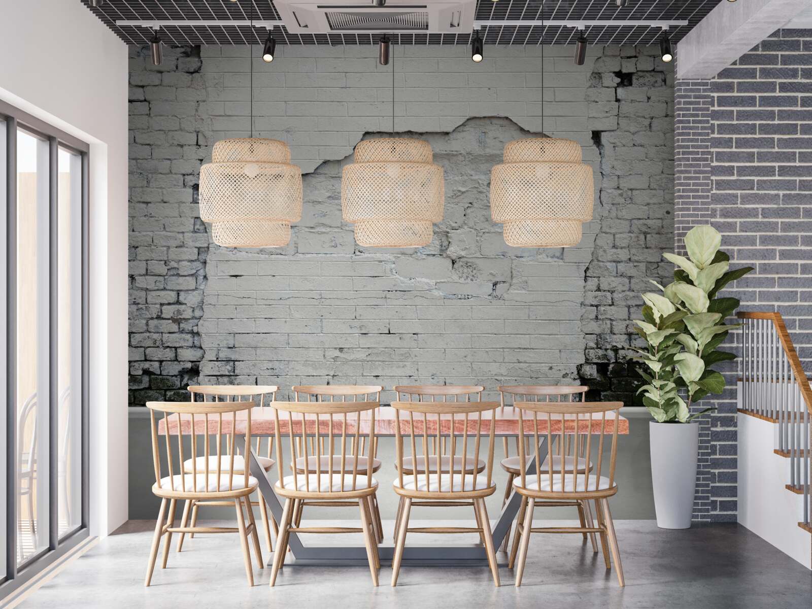 Fototapeta starodávna snehobiela tehlová stena