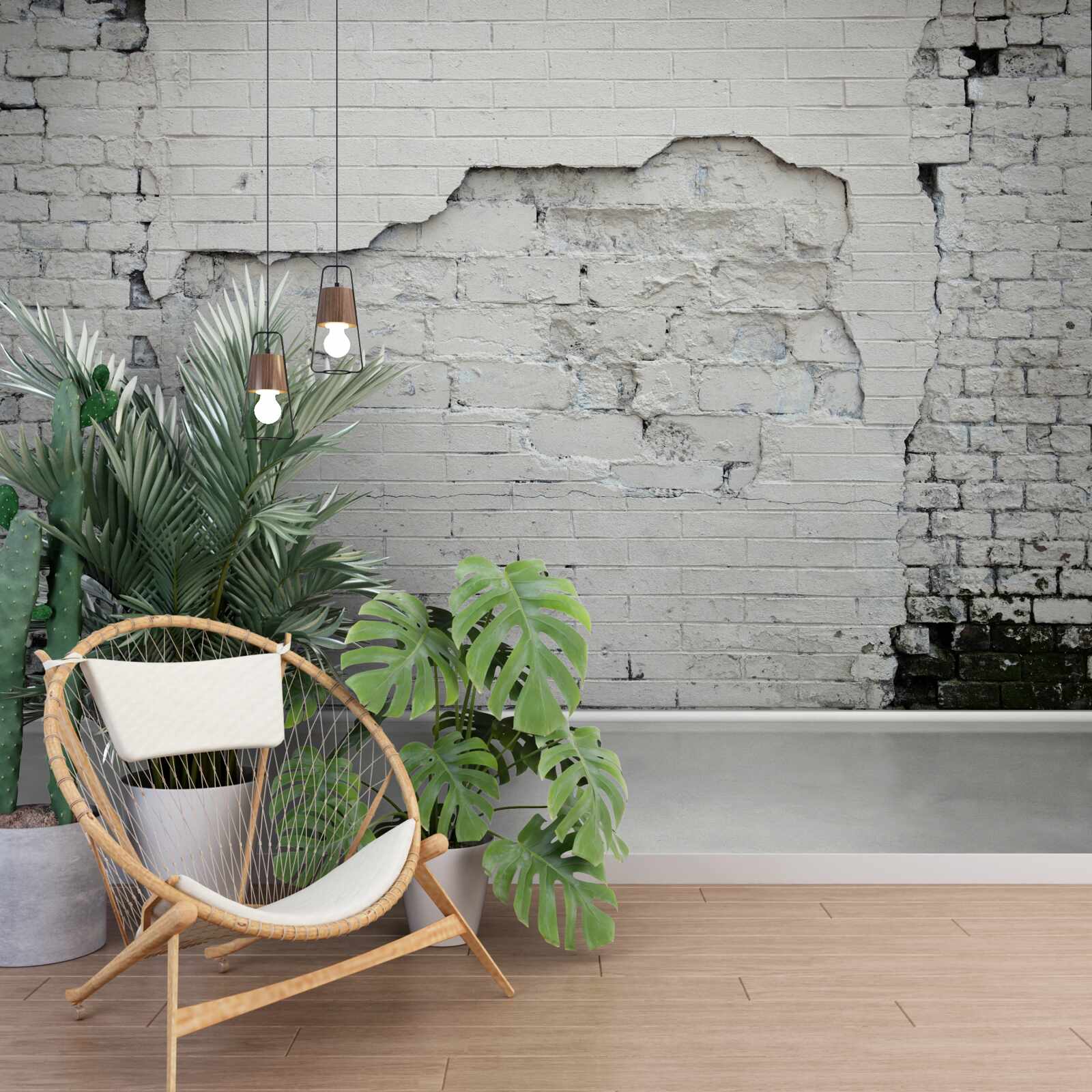 Fototapeta starodávna snehobiela tehlová stena