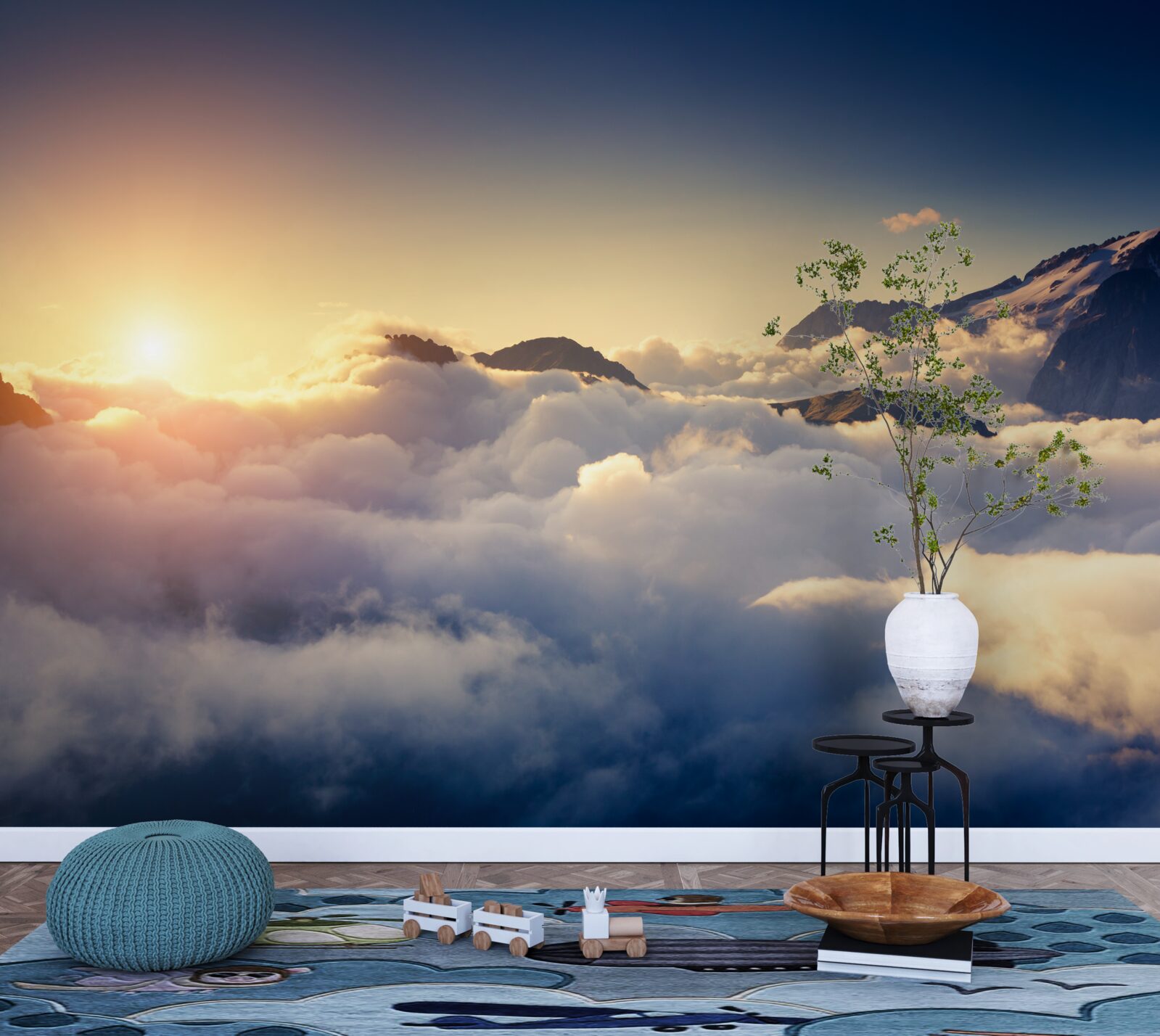 Fototapeta mraky na obzore pohlcujú zapadajúce slnko