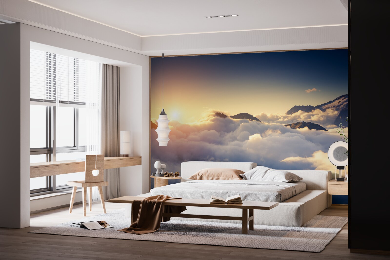 Fototapeta mraky na obzore pohlcujú zapadajúce slnko