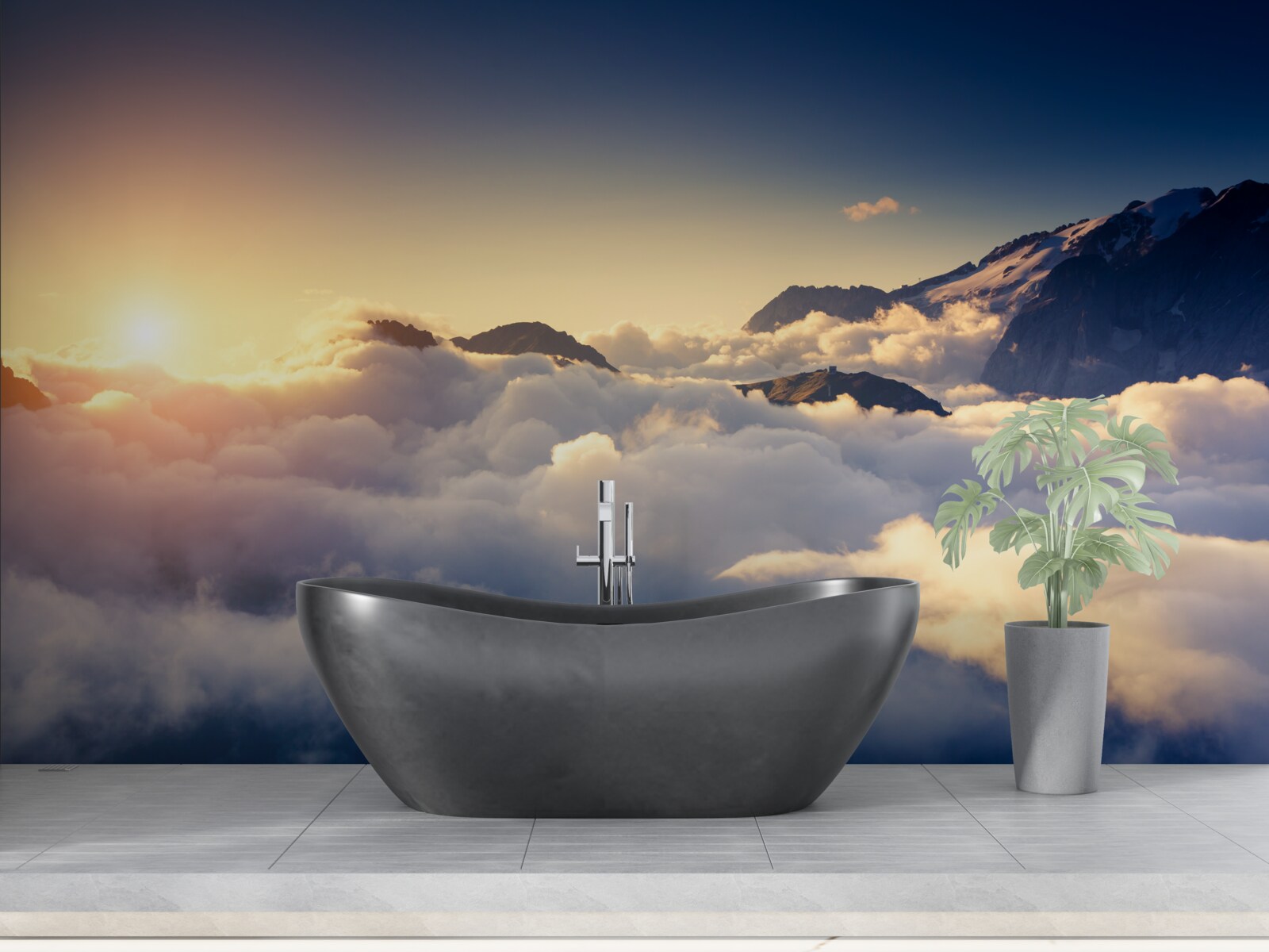 Fototapeta mraky na obzore pohlcujú zapadajúce slnko