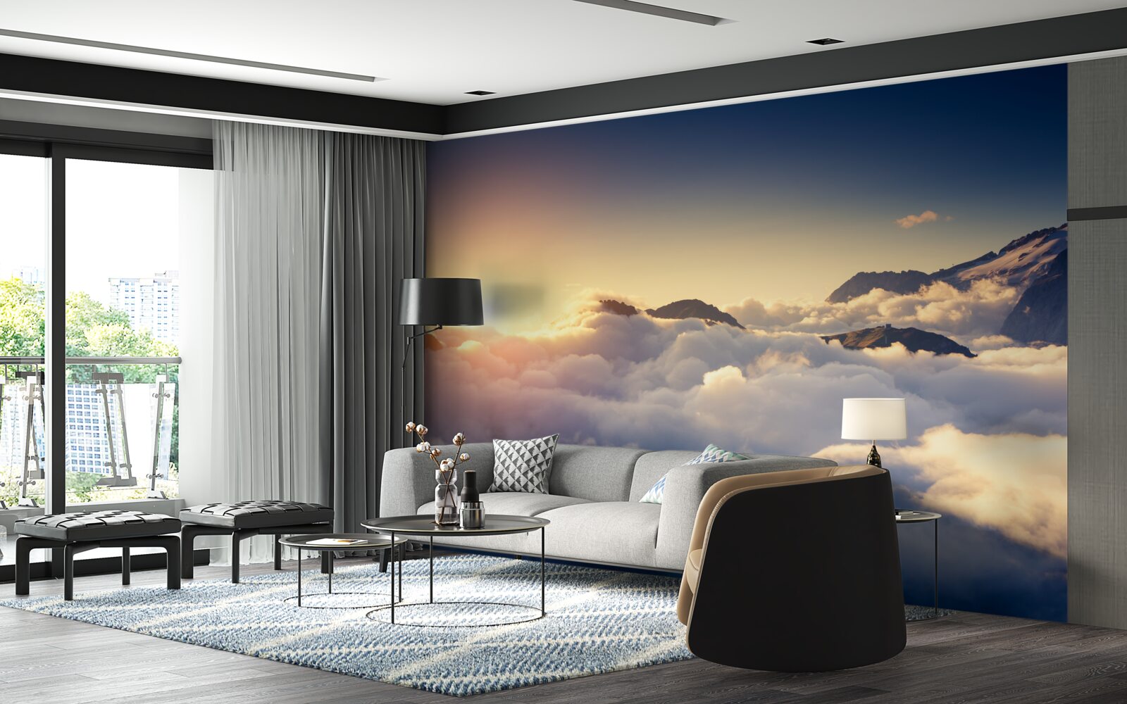 Fototapeta mraky na obzore pohlcujú zapadajúce slnko