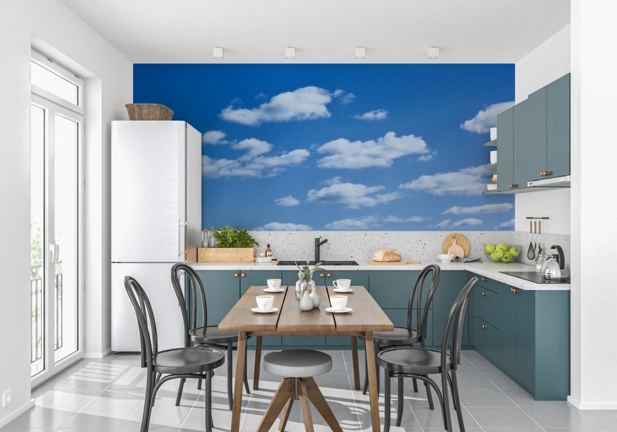 Fototapeta biele oblaky plávajúce na modrej oblohe