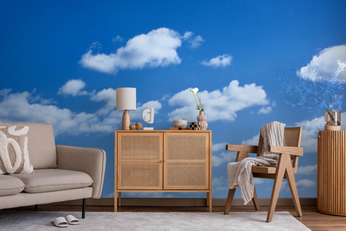 Fototapeta biele oblaky plávajúce na modrej oblohe